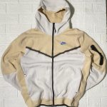 Felpa Nike Beige & White Full Zip Hoodie Medium Cotton Blend