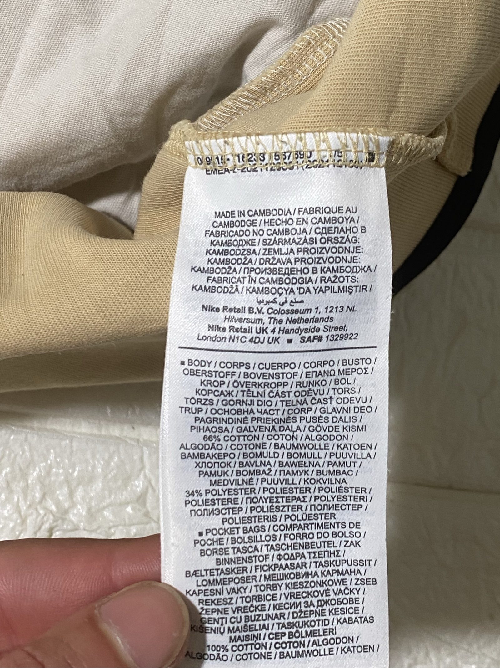 Felpa Nike Beige & White Full Zip Hoodie Medium Cotton Blend image 5