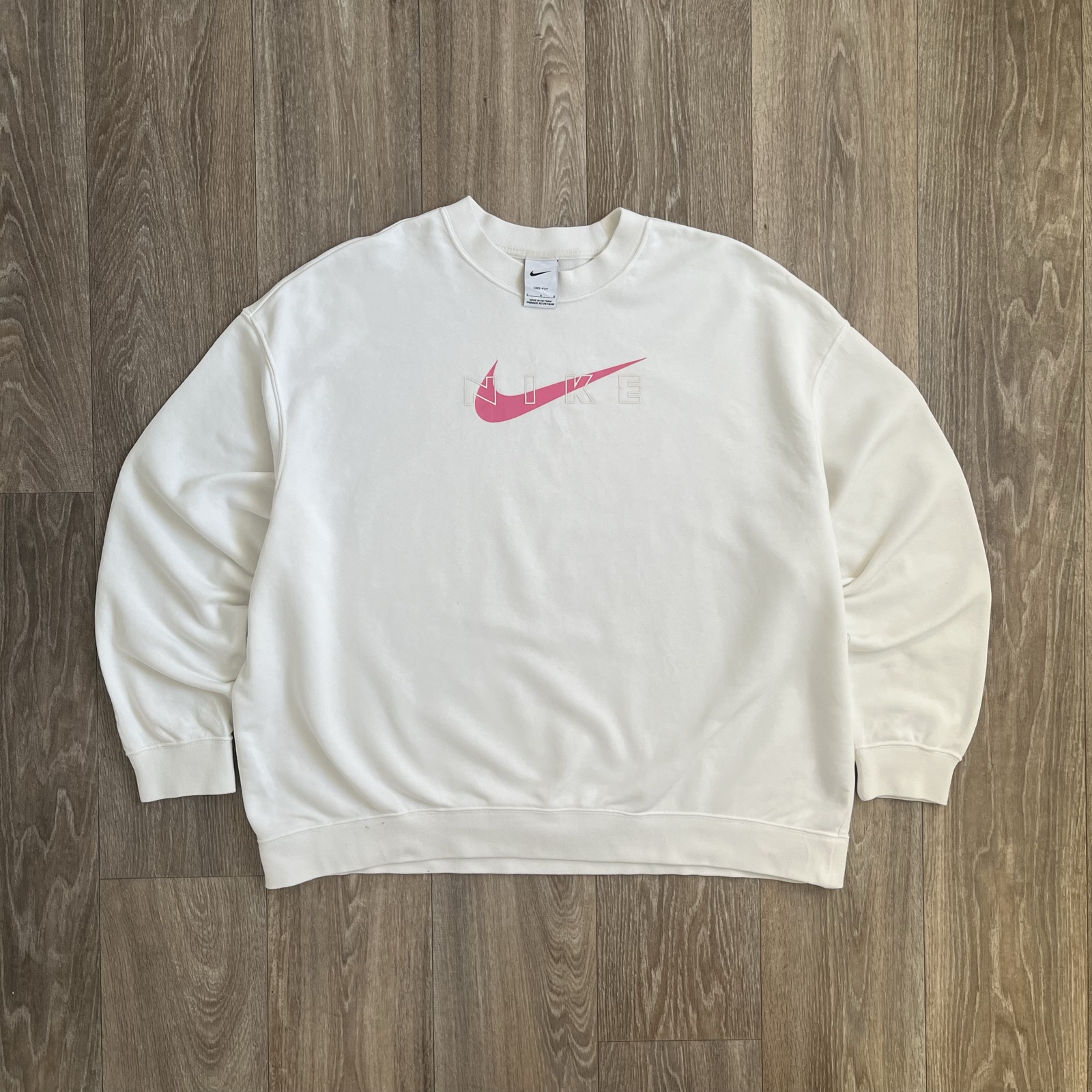 Vintage Nike White Crewneck Sweatshirt Womens Large Y2K Streetwear