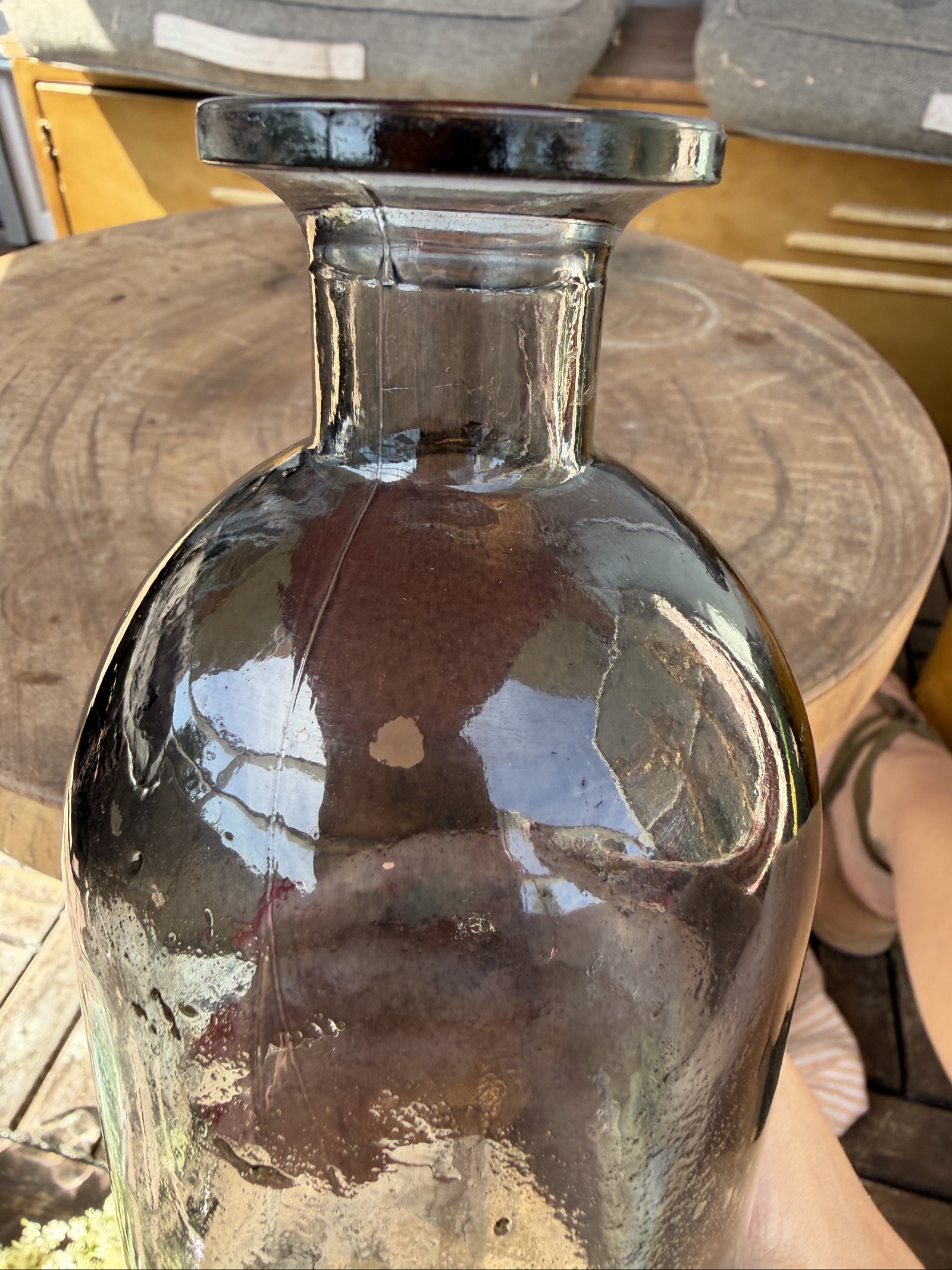 Vintage Smoky Glass Bottle Vase image 7