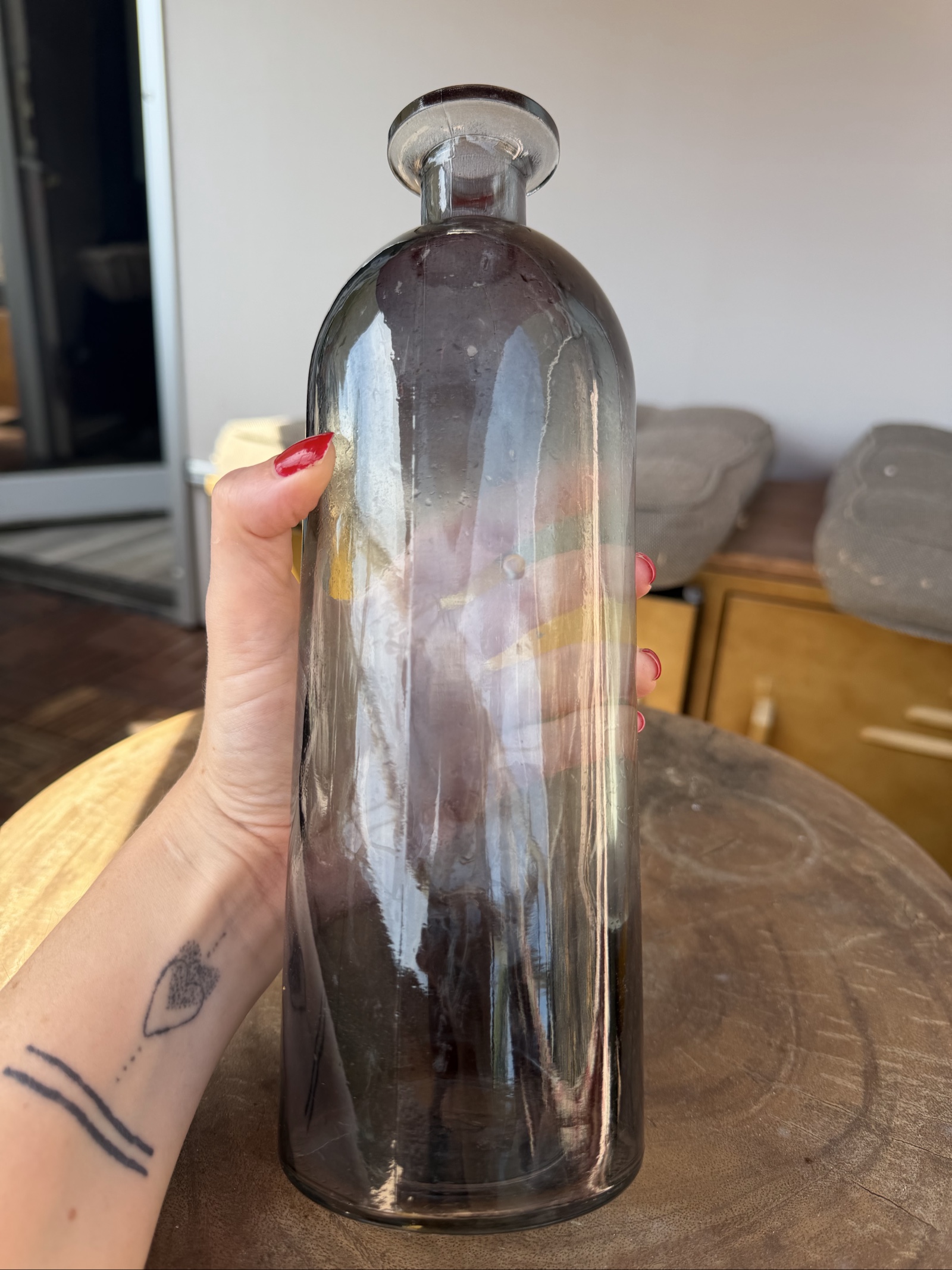 Vintage Smoky Glass Bottle Vase image 9