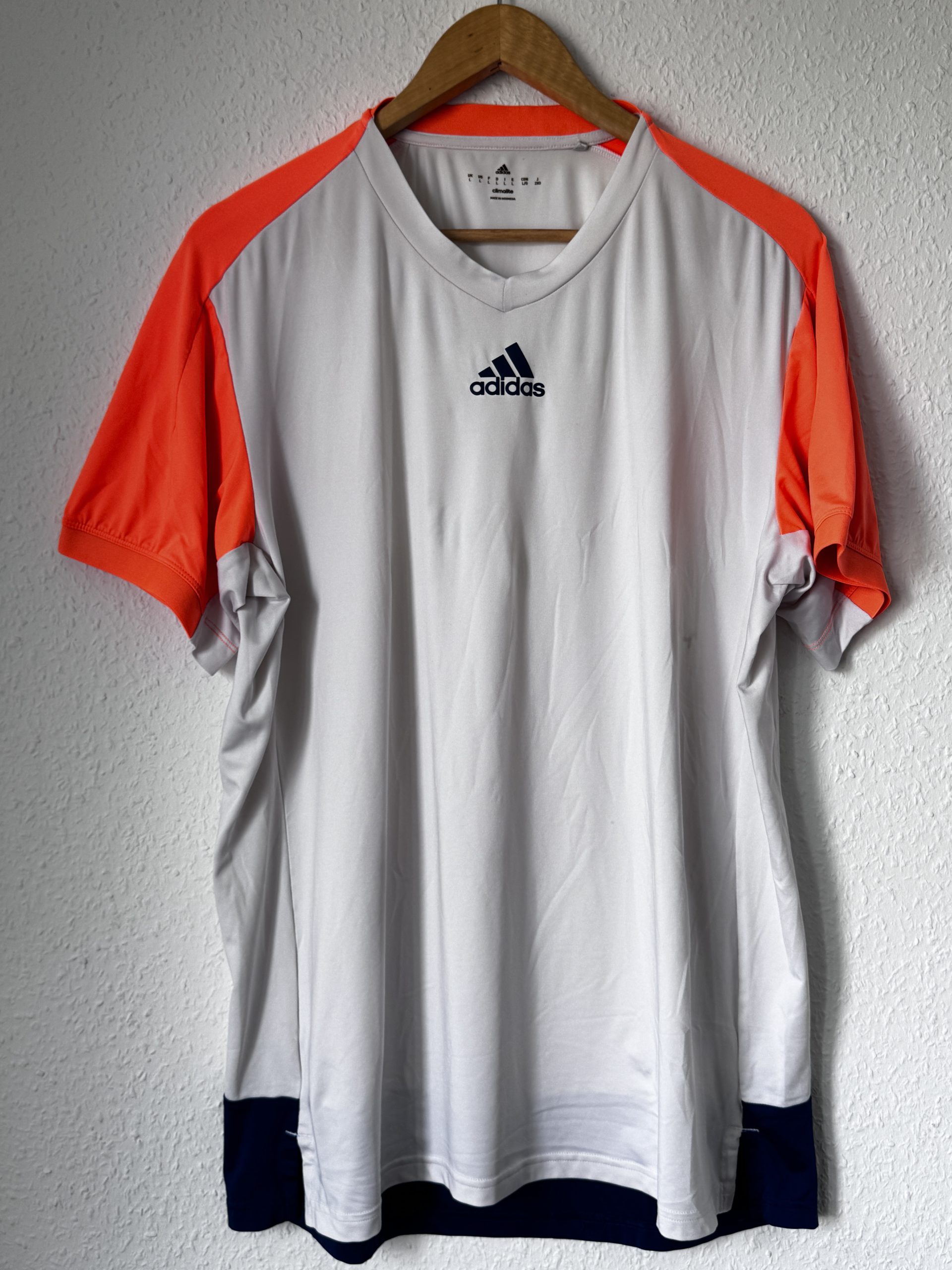 Adidas White, Orange & Navy Climalite Sports T-Shirt Large 710