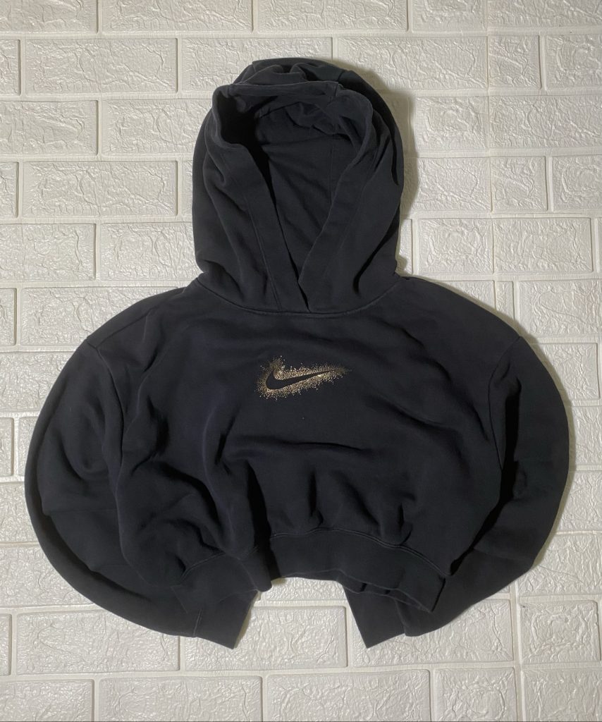 Felpa Nike Black Cropped Hoodie XS Cotton Blend