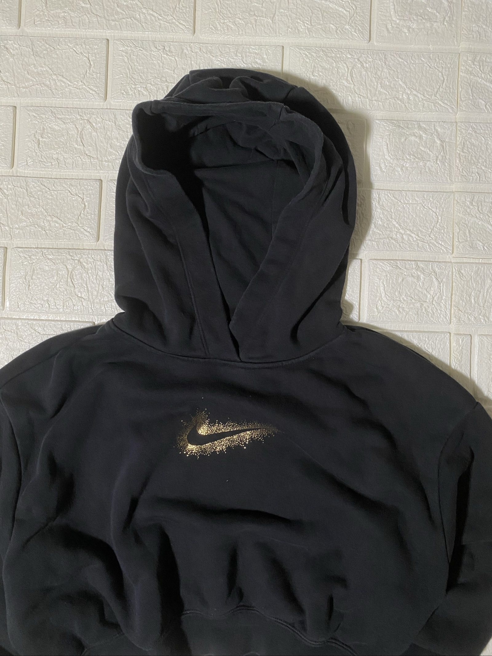 Felpa Nike Black Cropped Hoodie XS Cotton Blend image 2