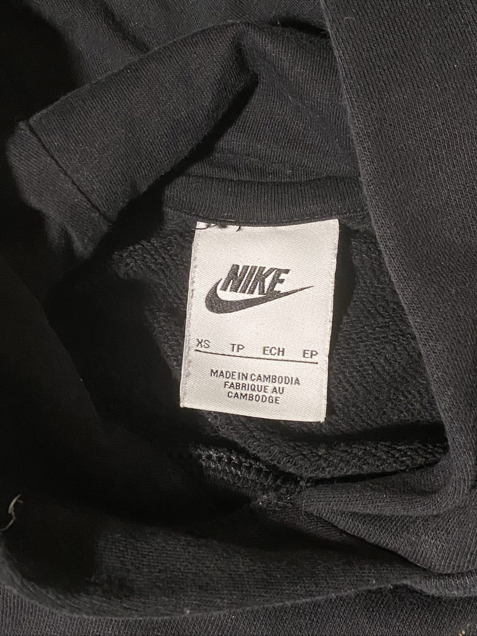 Felpa Nike Black Cropped Hoodie XS Cotton Blend image 4