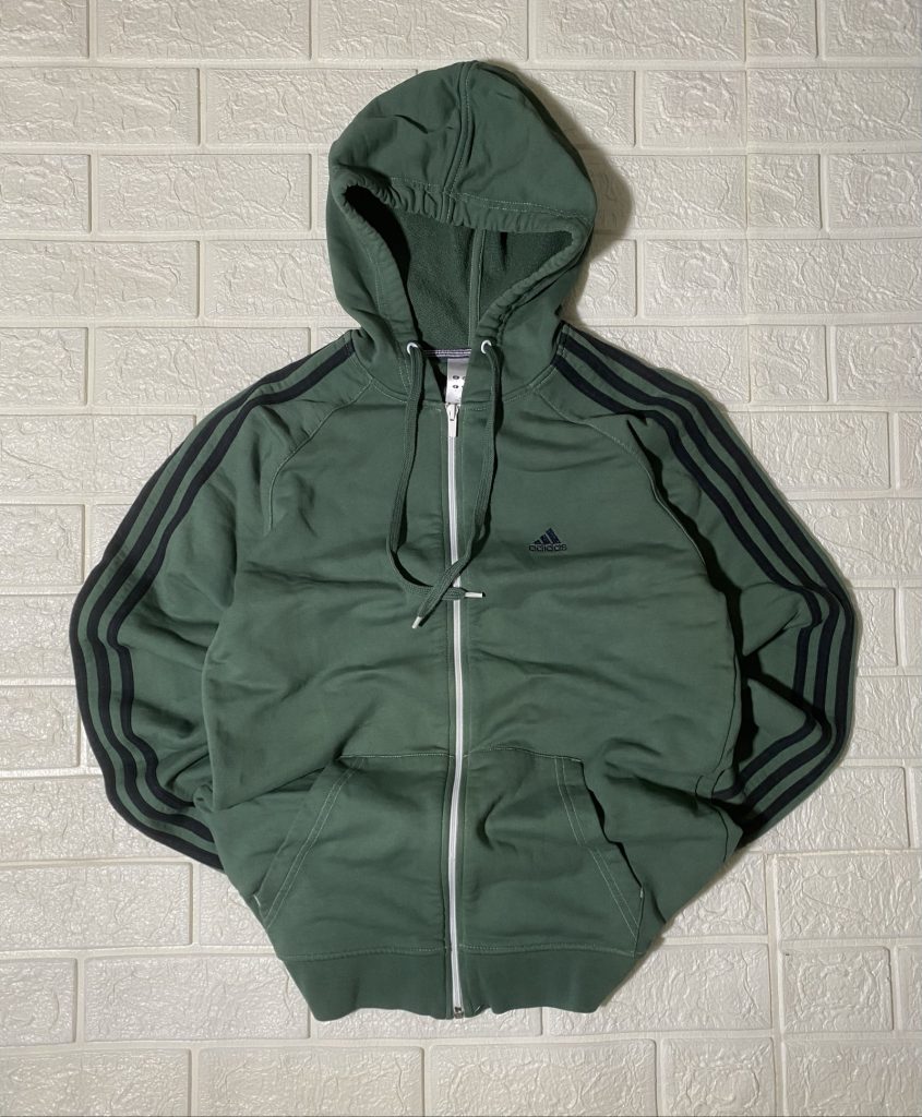 Felpa Adidas Green Hooded Zip-Up Hoodie Casual