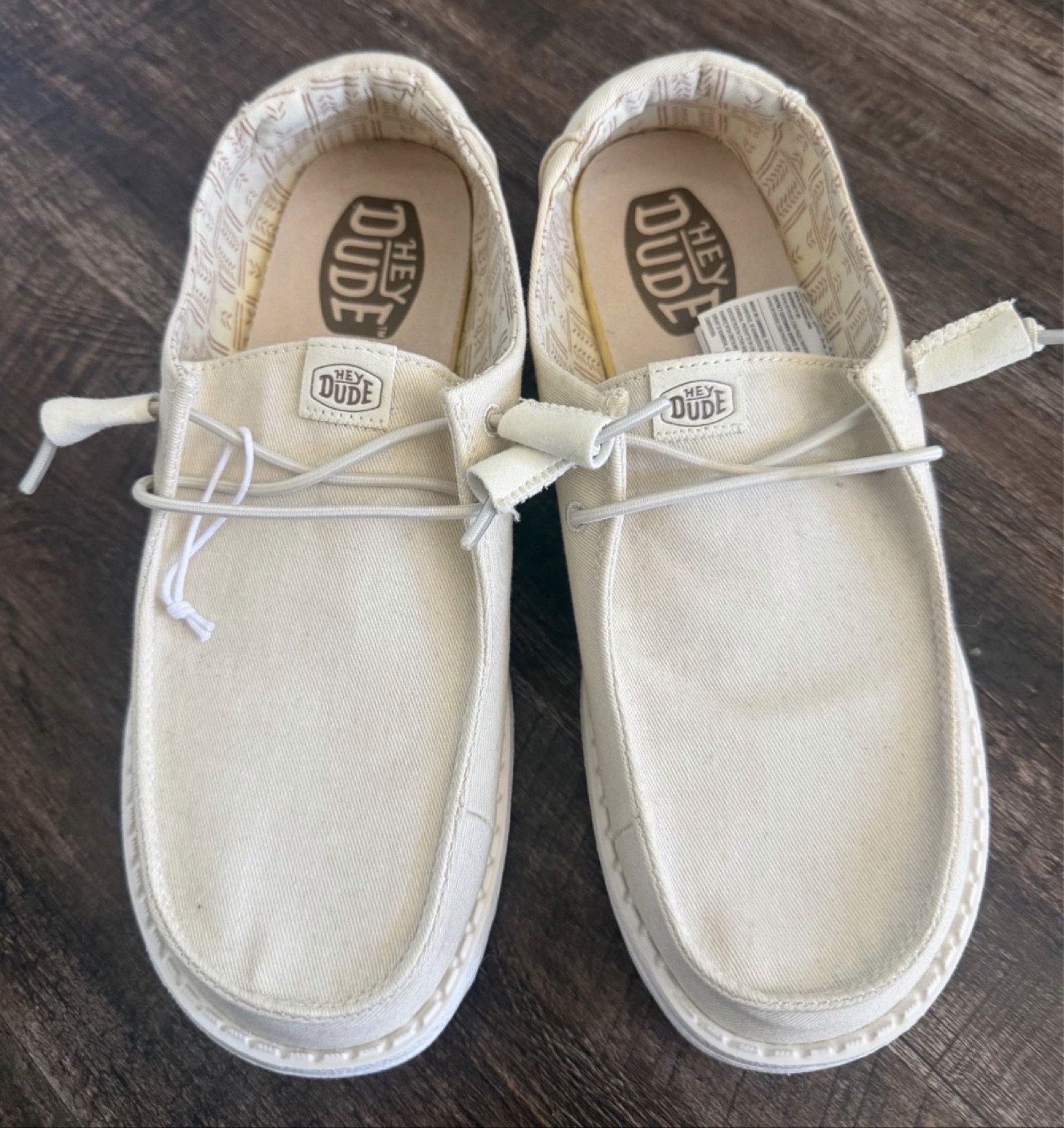 Hey Dude light beige Canvas Casual Shoes womens 8