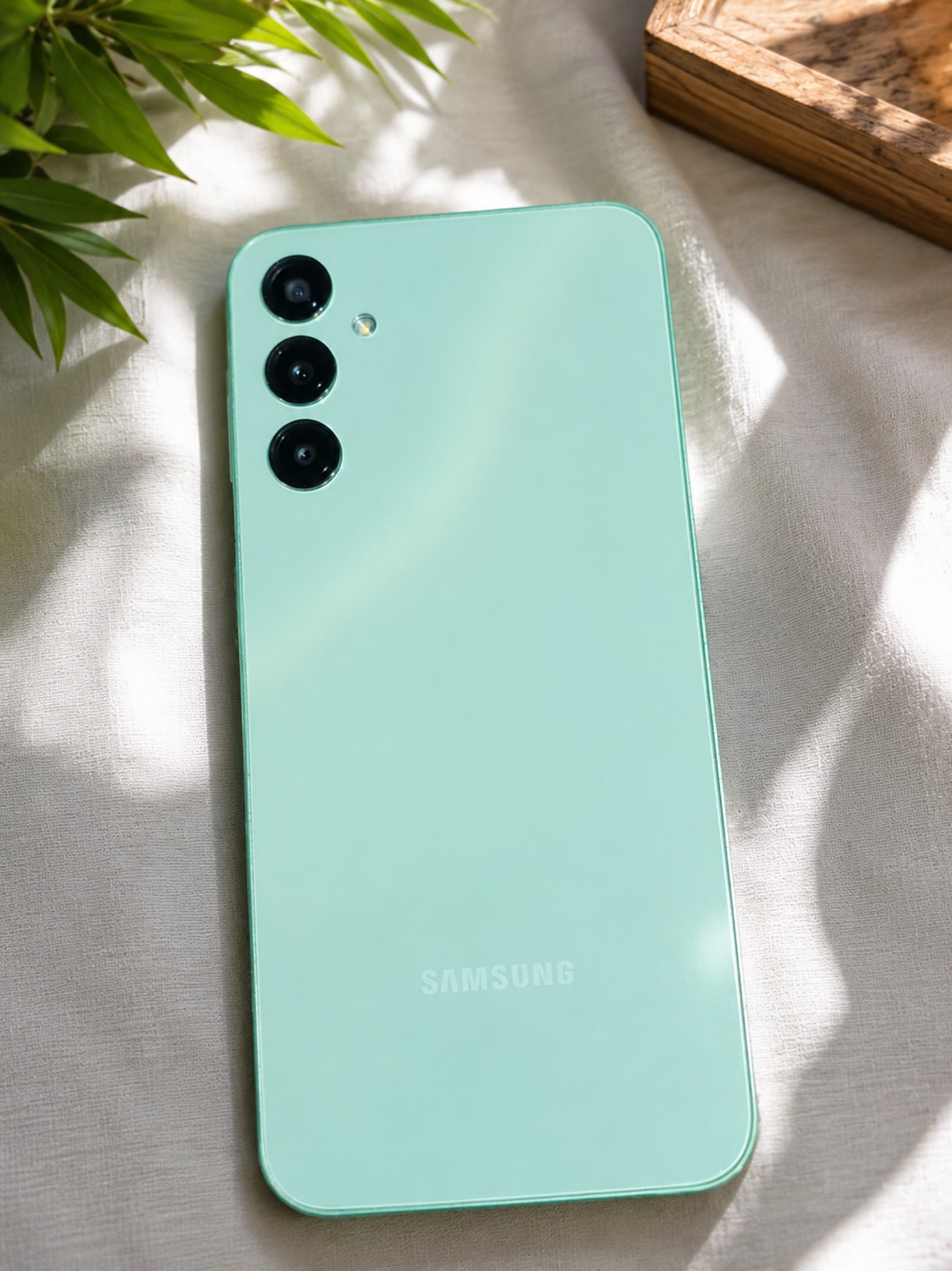 Samsung Green Smartphone with Triple Camera