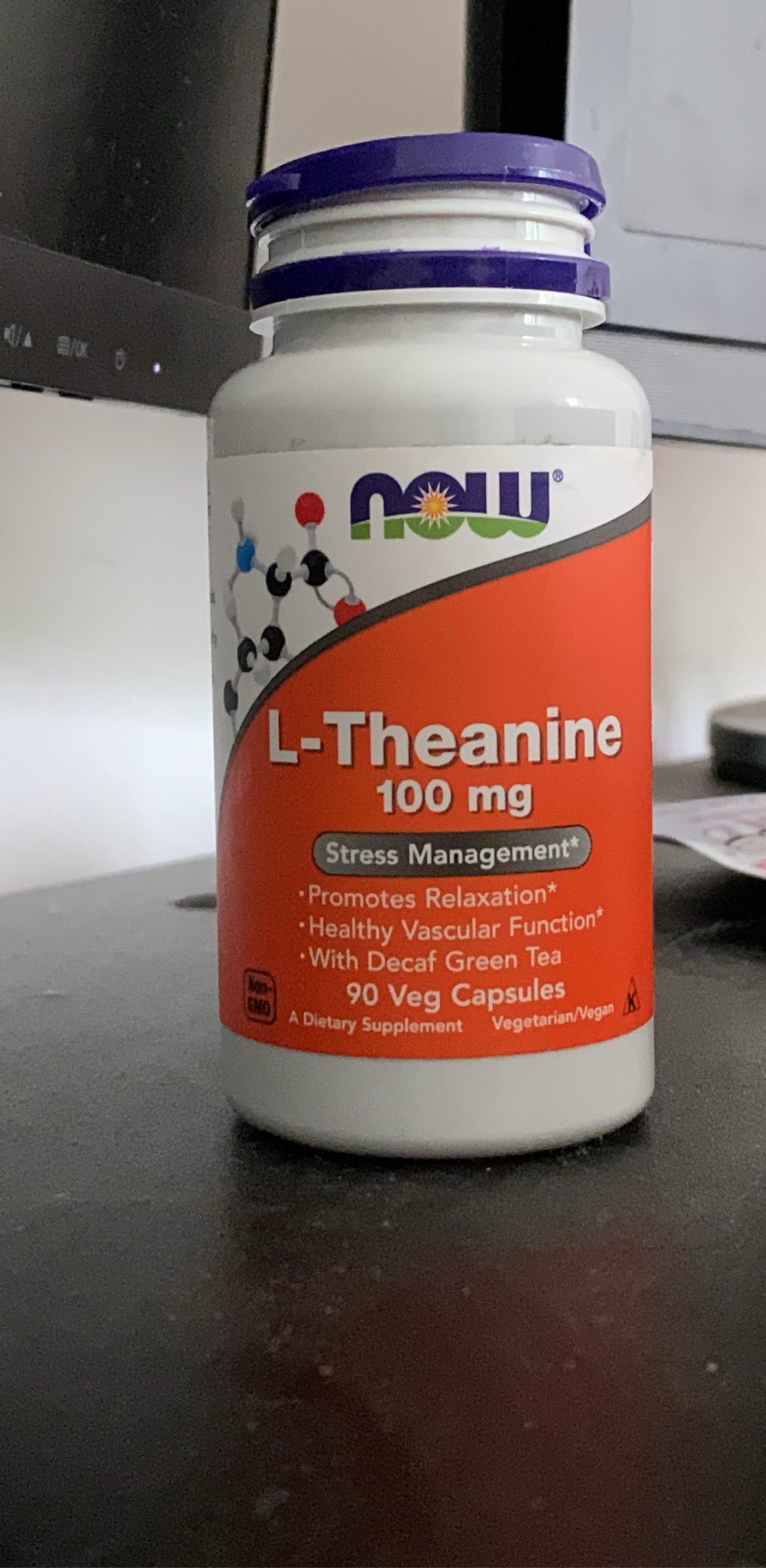 NOW White & Orange L-Theanine 100 mg 90 Veg Capsules