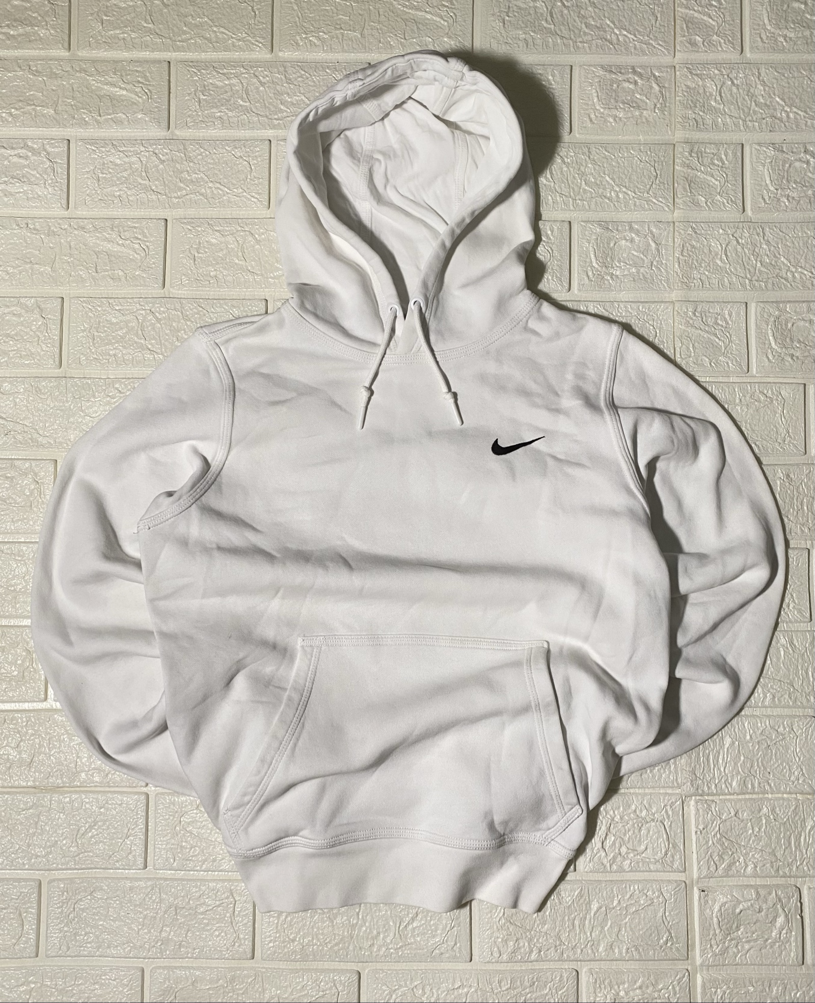 Nike White Hoodie Small Cotton Blend Soft Fleece Lined