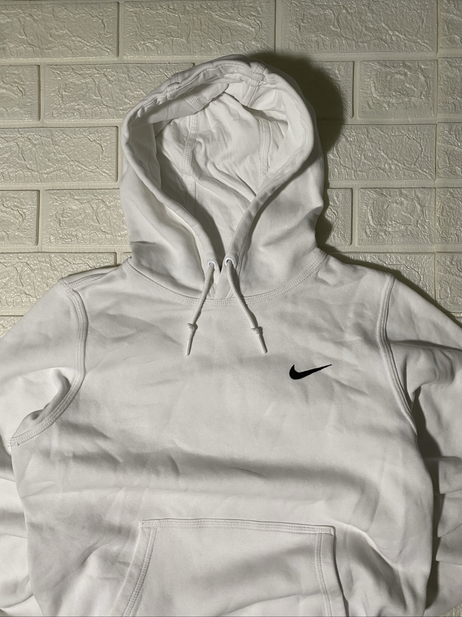 Felpa Nike White Hoodie Small Cotton Blend Soft Fleece Lined image 2