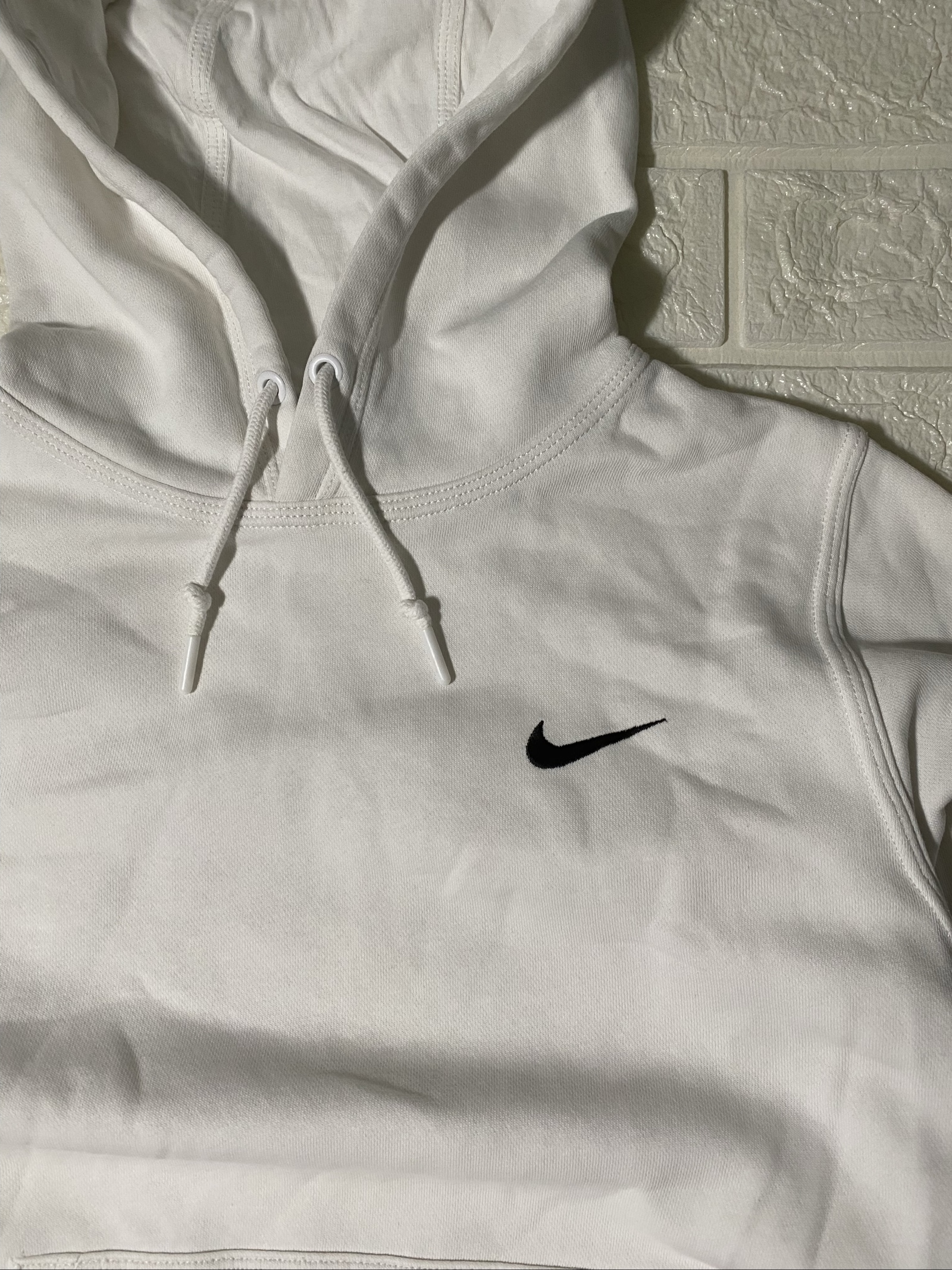 Felpa Nike White Hoodie Small Cotton Blend Soft Fleece Lined image 3