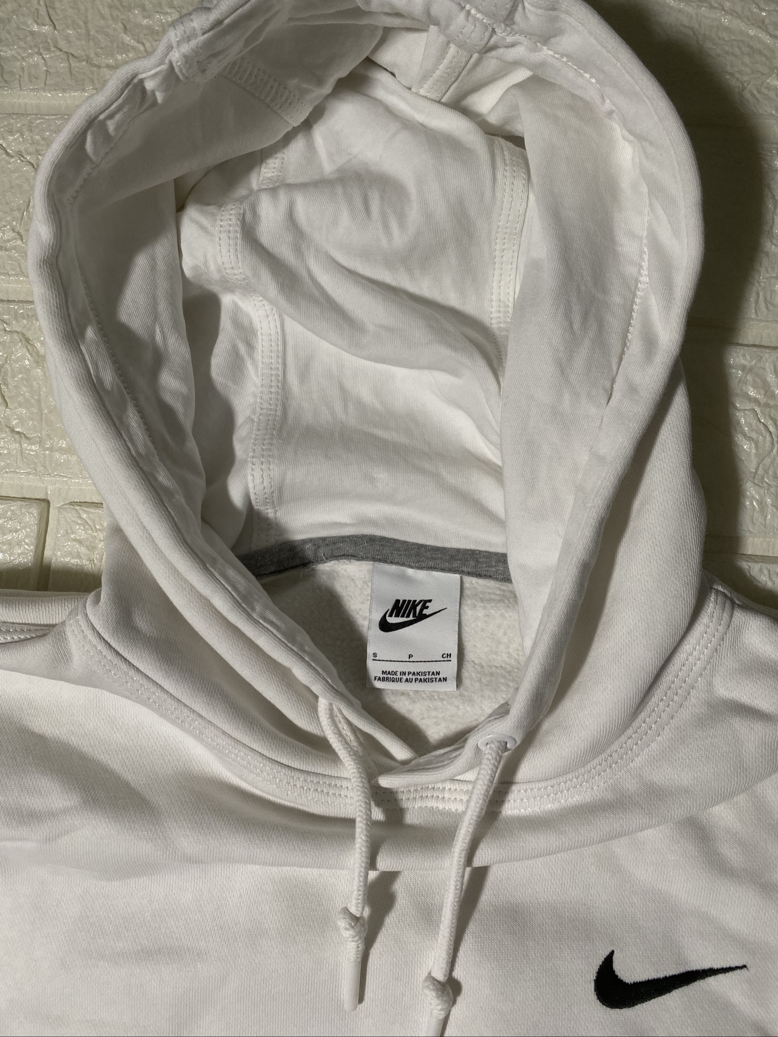Felpa Nike White Hoodie Small Cotton Blend Soft Fleece Lined image 4