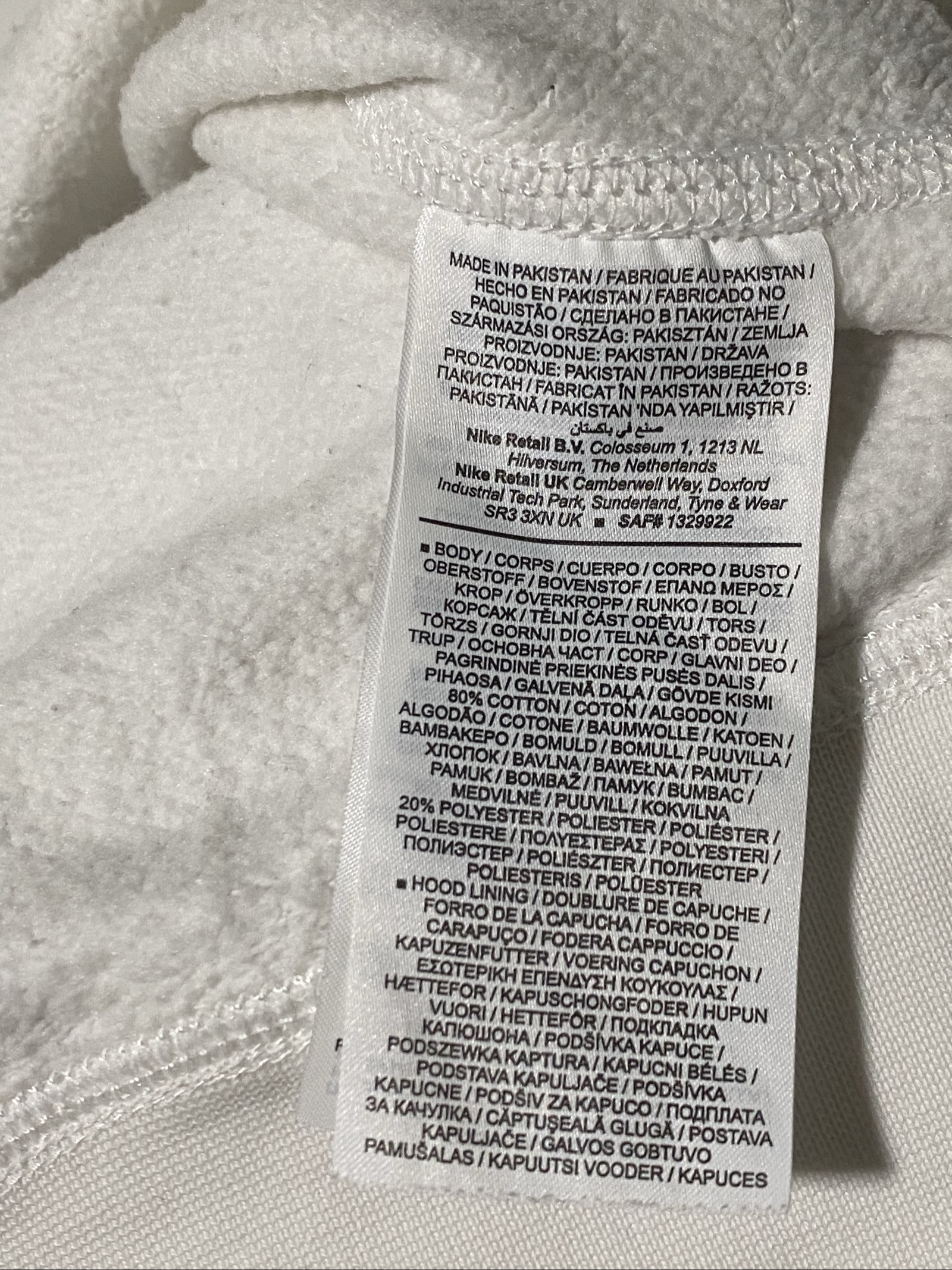 Felpa Nike White Hoodie Small Cotton Blend Soft Fleece Lined image 5