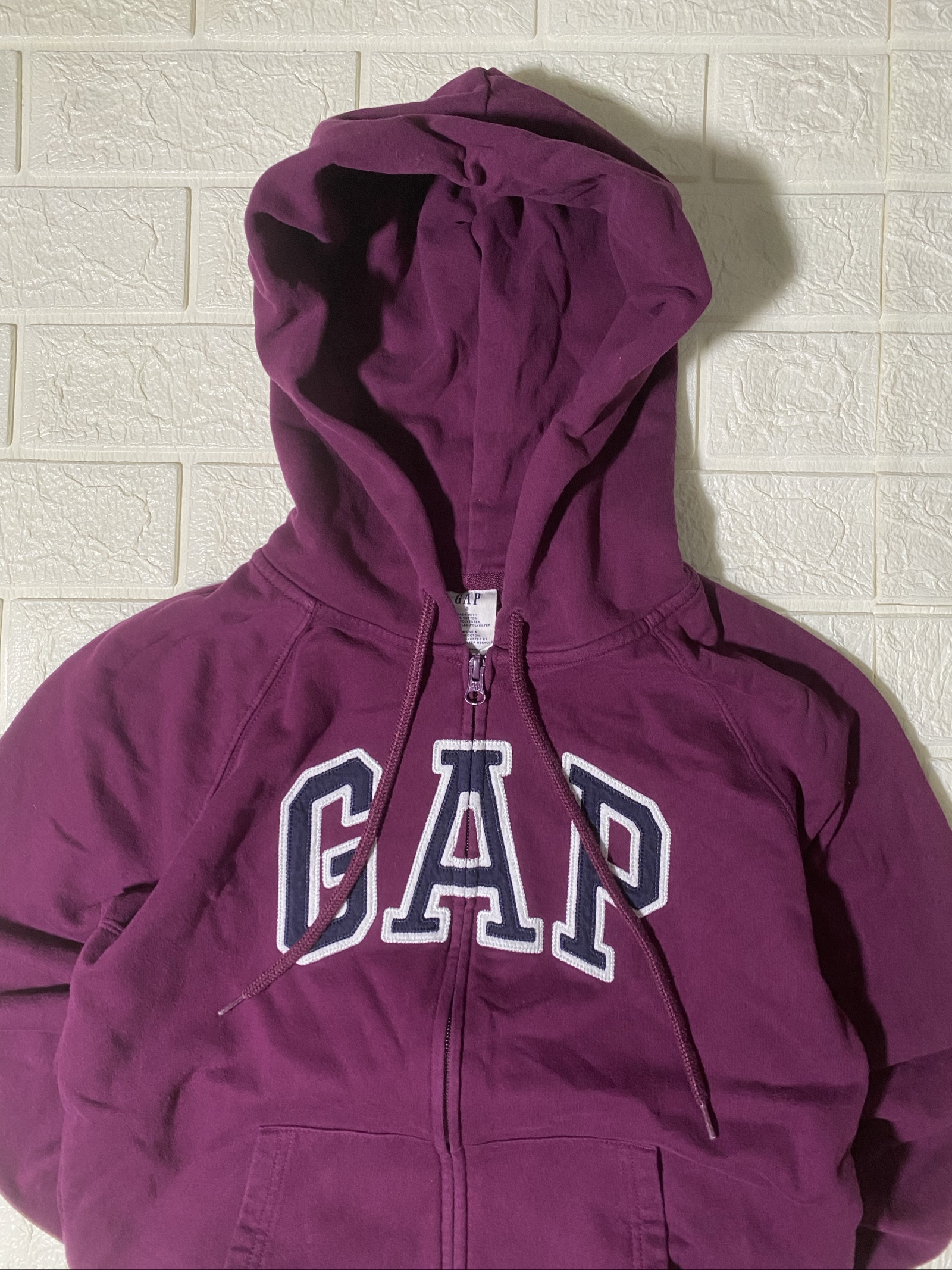 Felpa GAP Purple Hoodie S Cotton Blend Zip Up Sweatshirt image 2