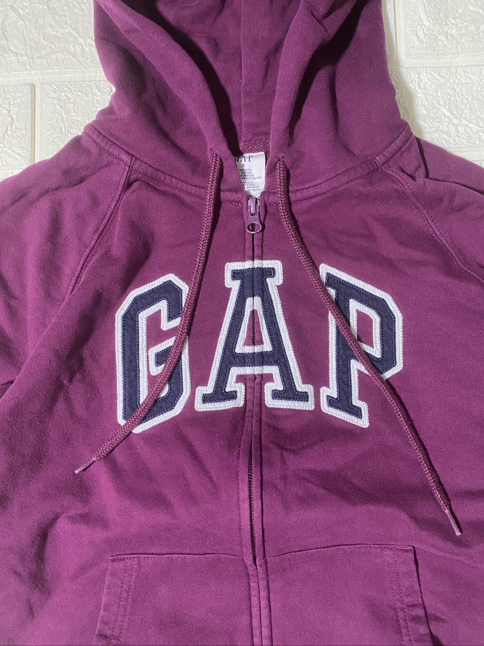 Felpa GAP Purple Hoodie S Cotton Blend Zip Up Sweatshirt image 3