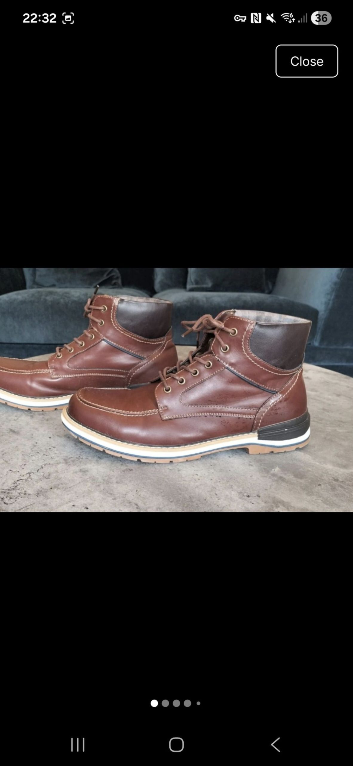 Brown Leather Casual Lace-Up Boots Men Medium