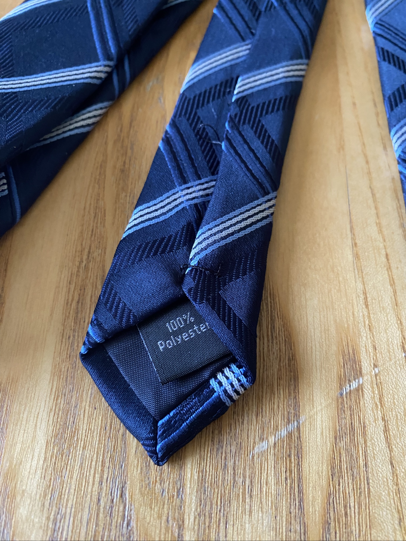 George Navy & Light Blue Polyester Checked Tie - One Size image 4