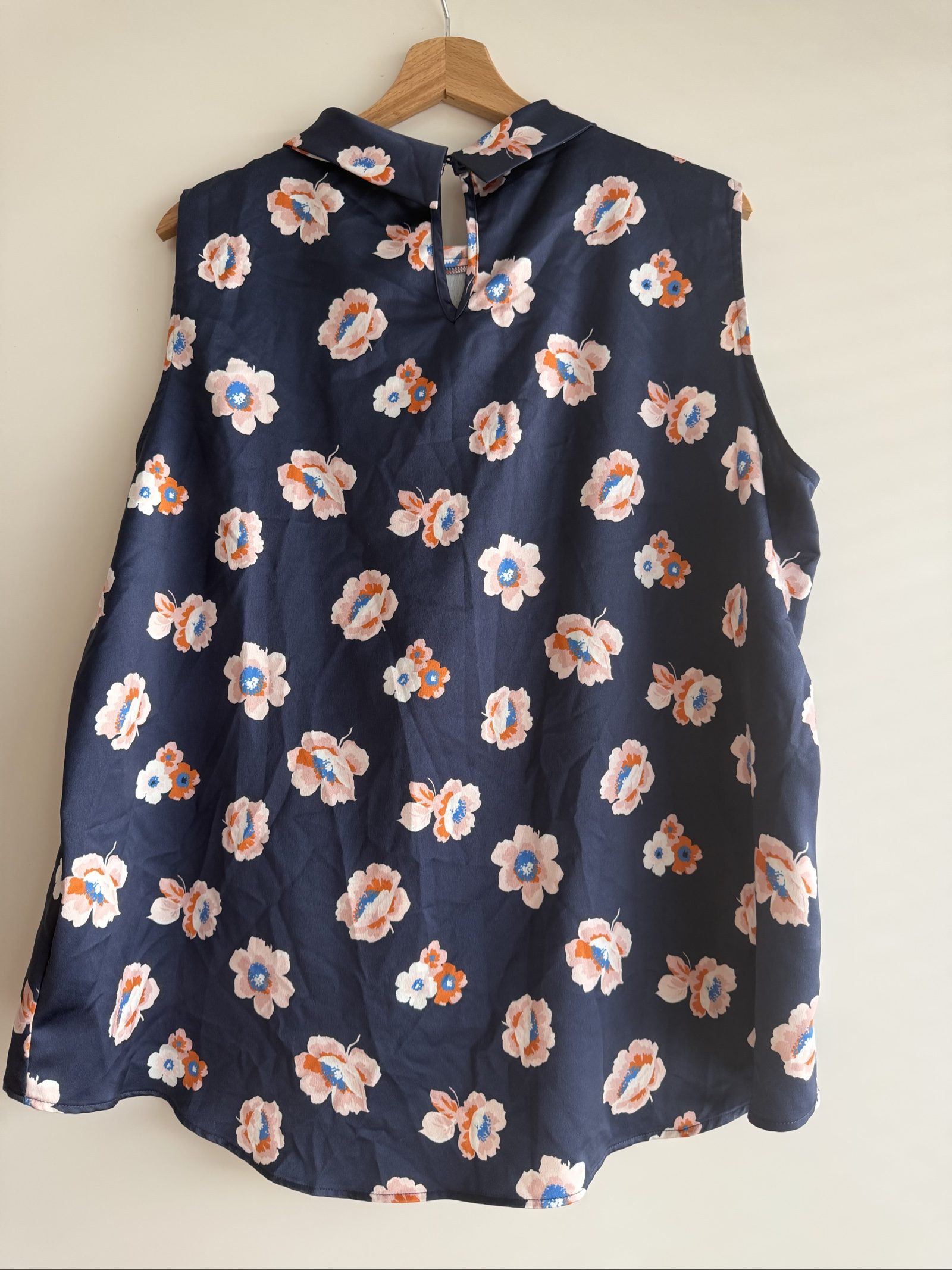 Esprit Navy Floral Sleeveless Blouse Size 44 Floral Print image 7