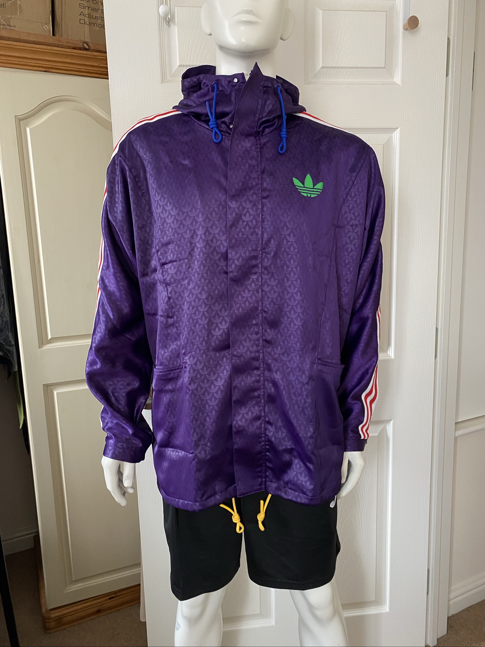 Adidas Originals Adicolour '70s Purple & Red Hooded Anorak Jacket - Size M