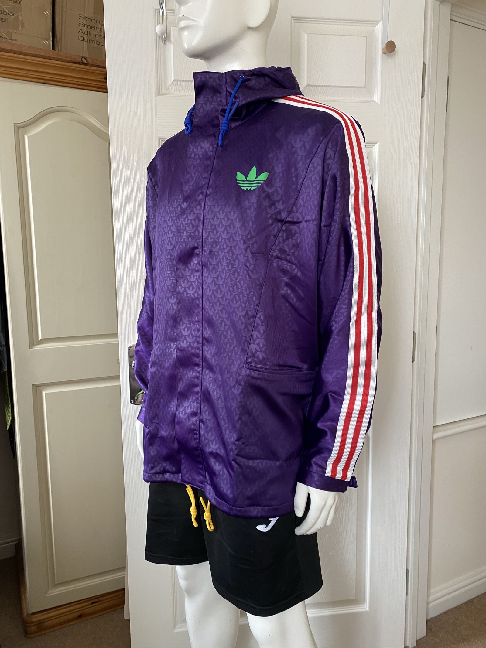 Adidas Originals Adicolour '70s Purple & Red Hooded Anorak Jacket - Size M image 2