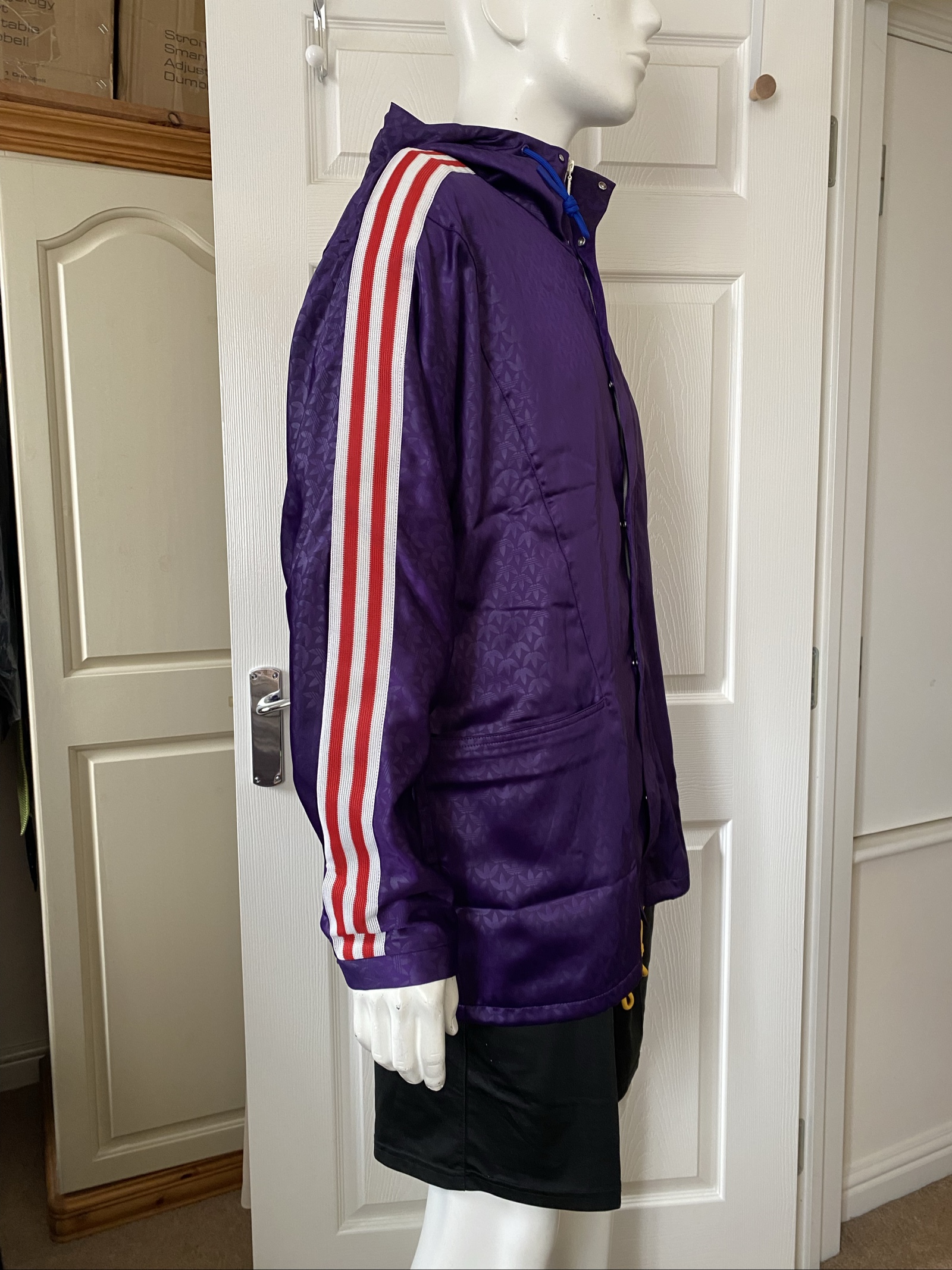 Adidas Originals Adicolour '70s Purple & Red Hooded Anorak Jacket - Size M image 3