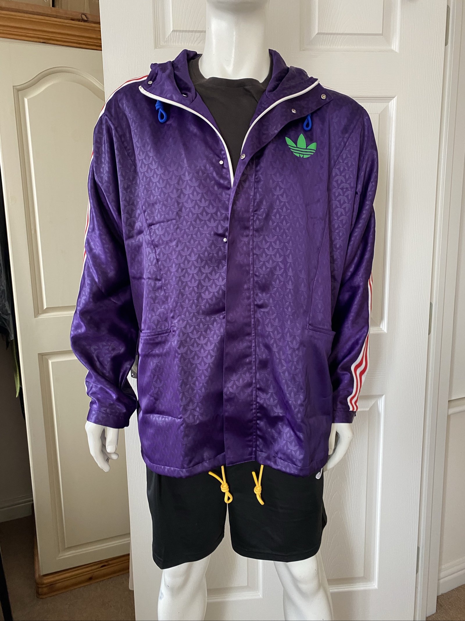 Adidas Originals Adicolour '70s Purple & Red Hooded Anorak Jacket - Size M image 5