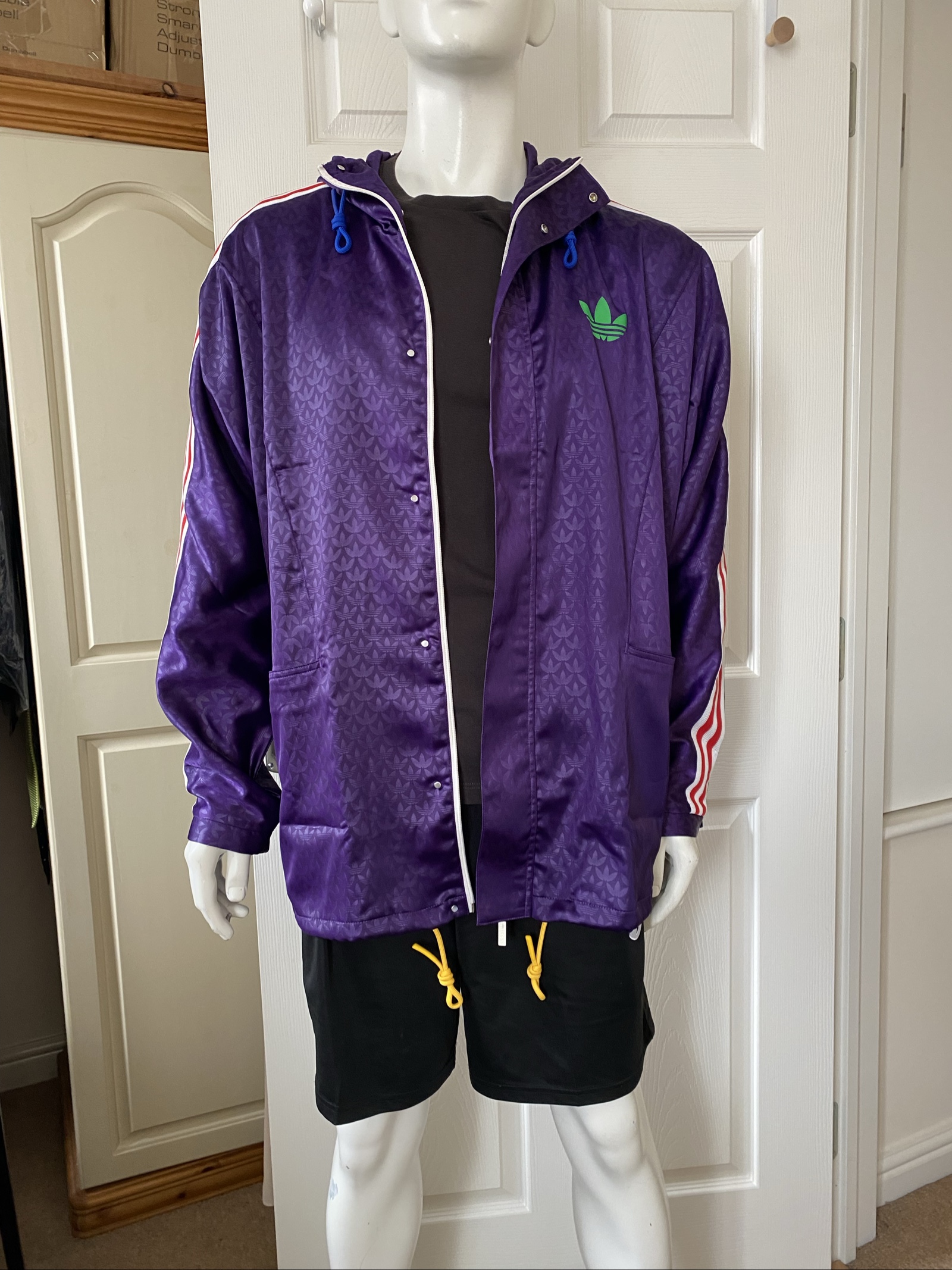 Adidas Originals Adicolour '70s Purple & Red Hooded Anorak Jacket - Size M image 6