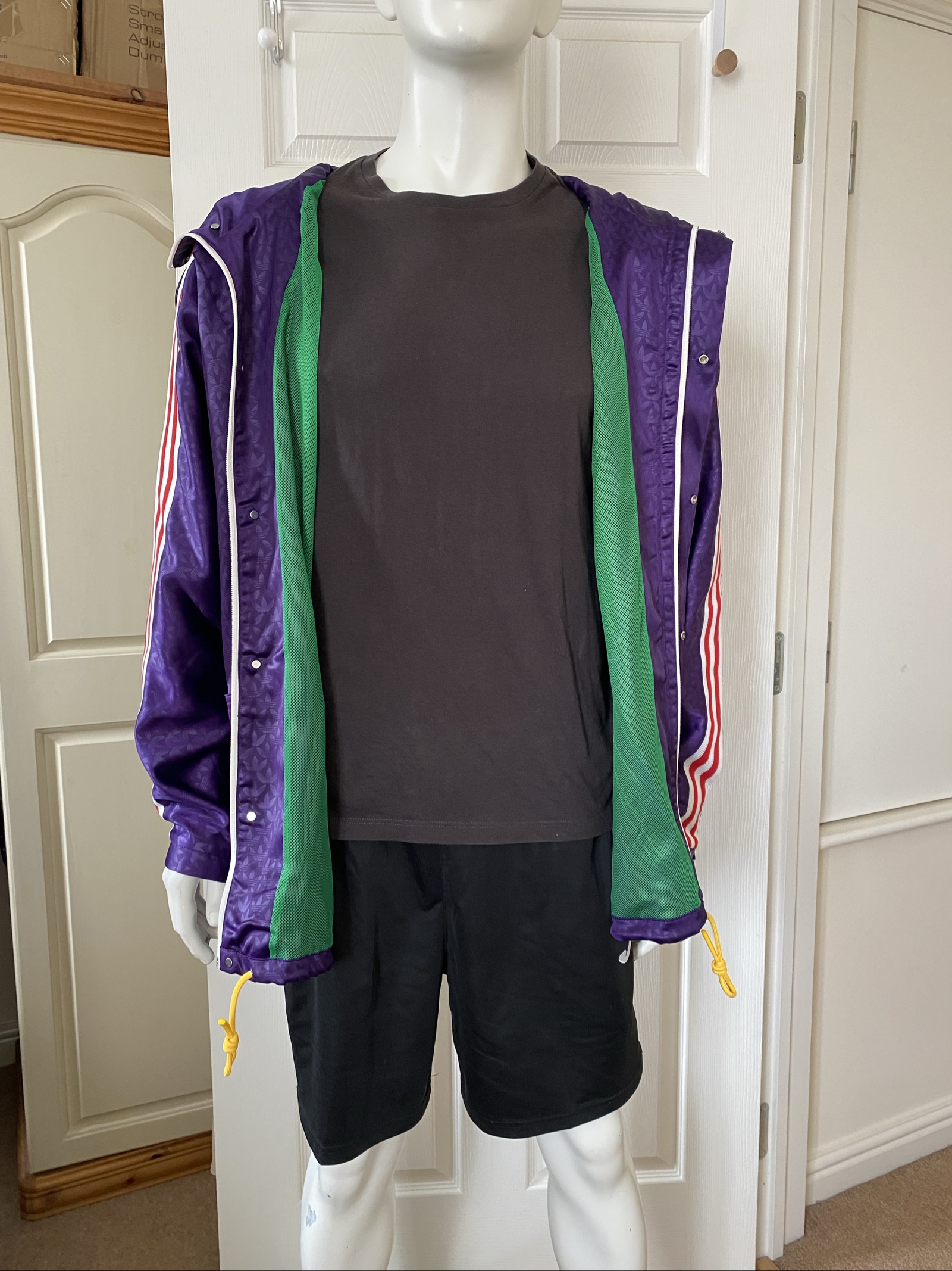 Adidas Originals Adicolour '70s Purple & Red Hooded Anorak Jacket - Size M image 7