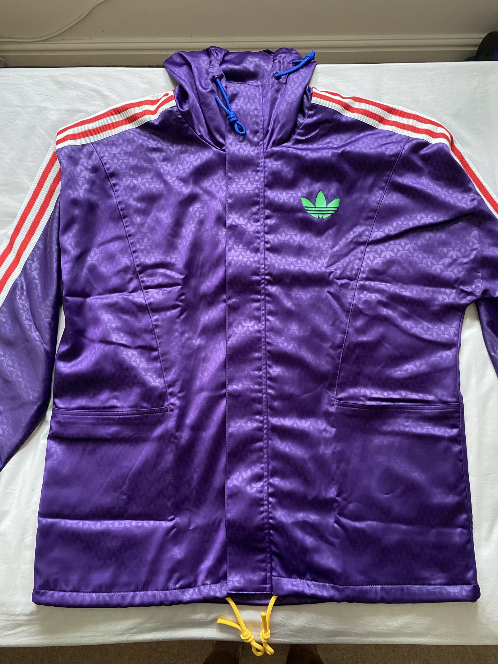 Adidas Originals Adicolour '70s Purple & Red Hooded Anorak Jacket - Size M image 8