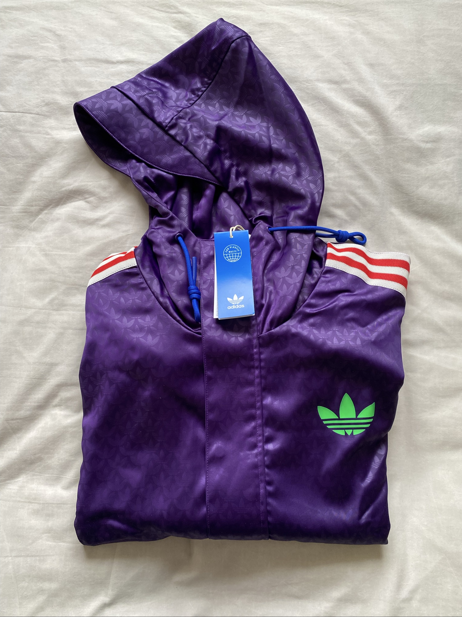 Adidas Originals Adicolour '70s Purple & Red Hooded Anorak Jacket - Size M image 10