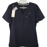 Organic by Silvadur Navy V-Neck Scrub Top Medium