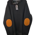 Jekoa Black Quilted Casual Sweatshirt XL Orange Elbow Patches