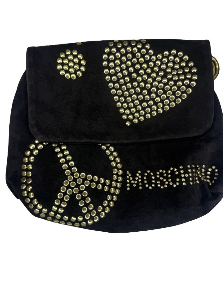 Vintage Moschino Redwall Black Suede Studded clutch Bag