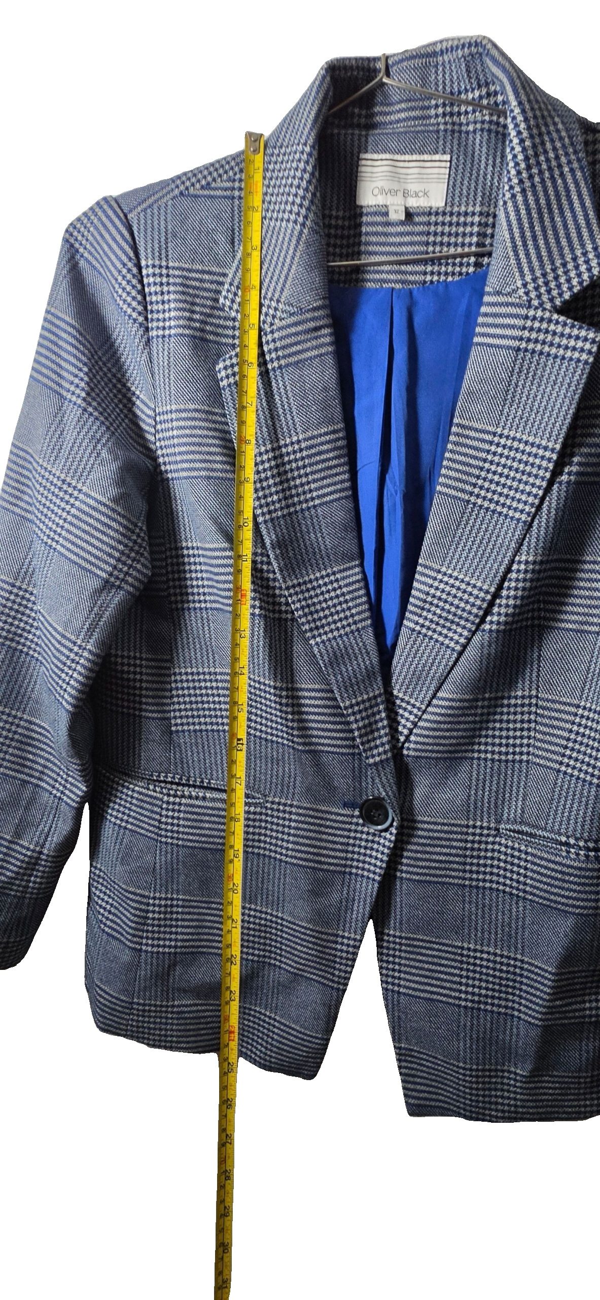 Oliver Black Blue Checkered Blazer UK 12 image 2