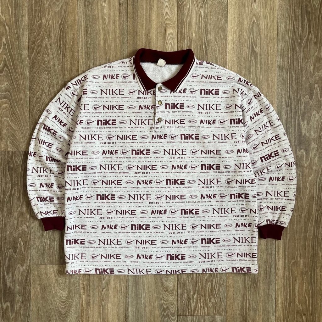 Vintage 90s Nike All Over Print Polo Sweatshirt Mens XL Made In USA Collectable Reg Tag