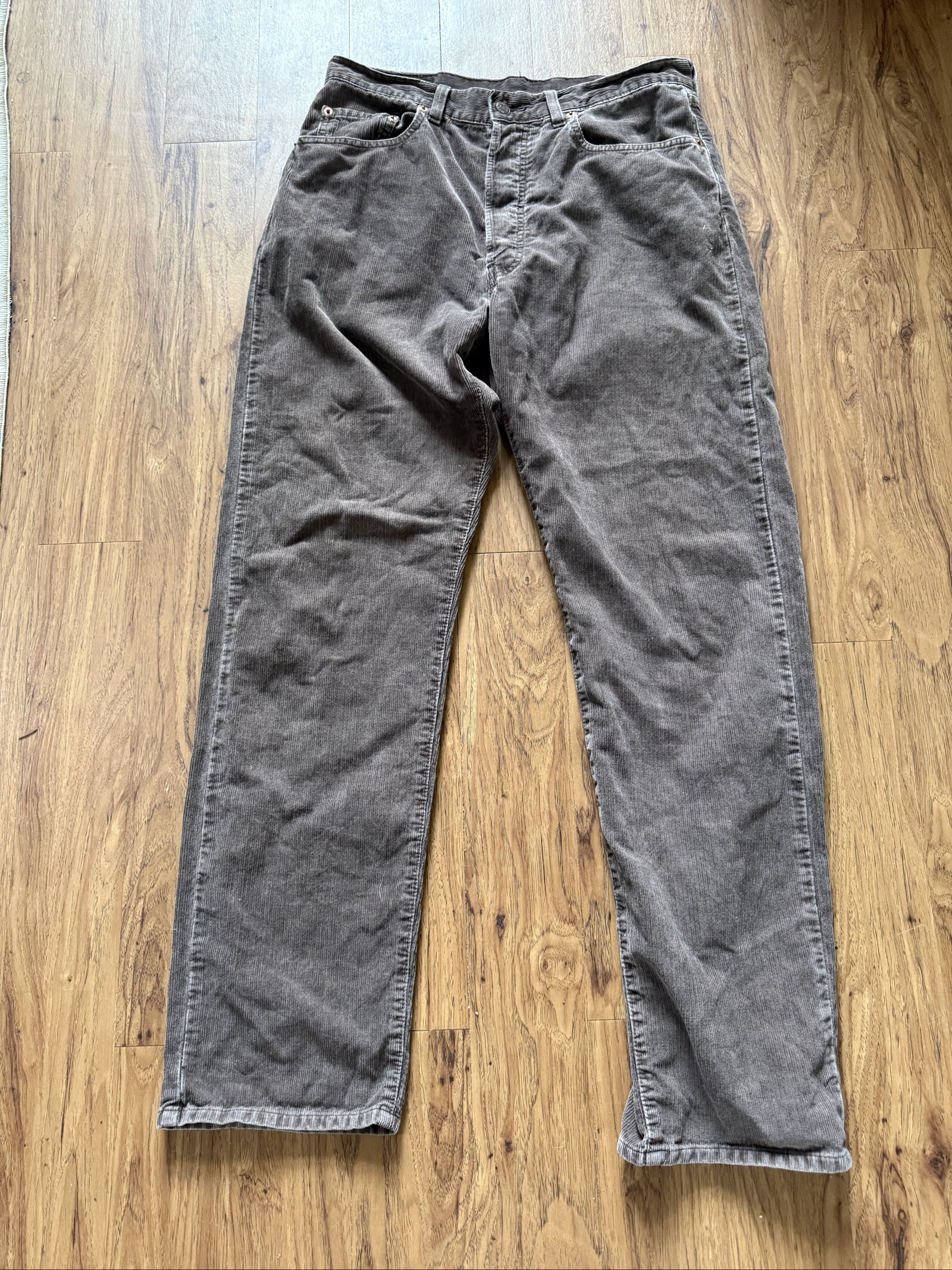 Lee Brown Corduroy Relaxed Fit Trousers 34W Men's