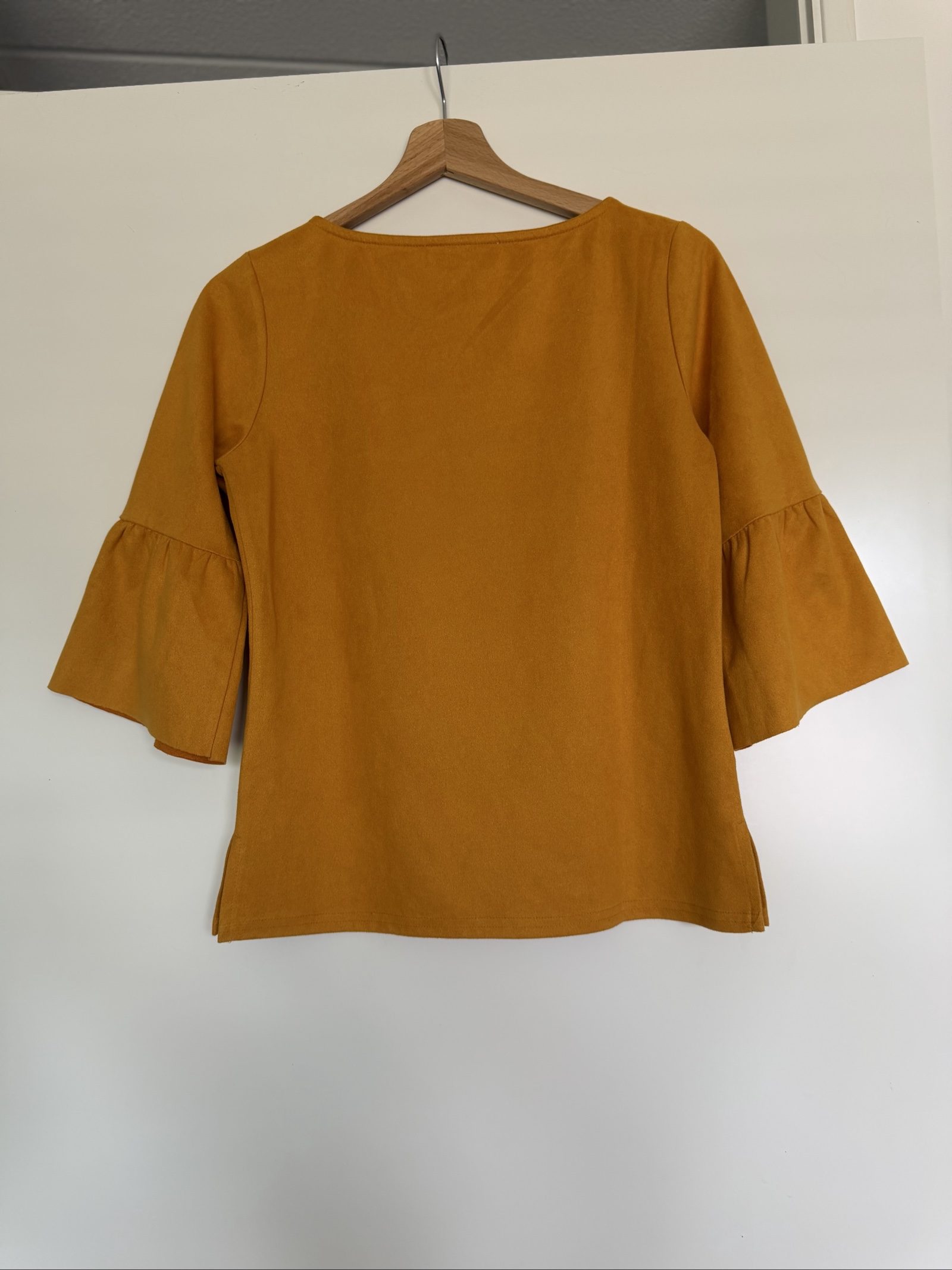 Costes Mustard Yellow Flared Sleeve Top XS Soft Fabric image 4