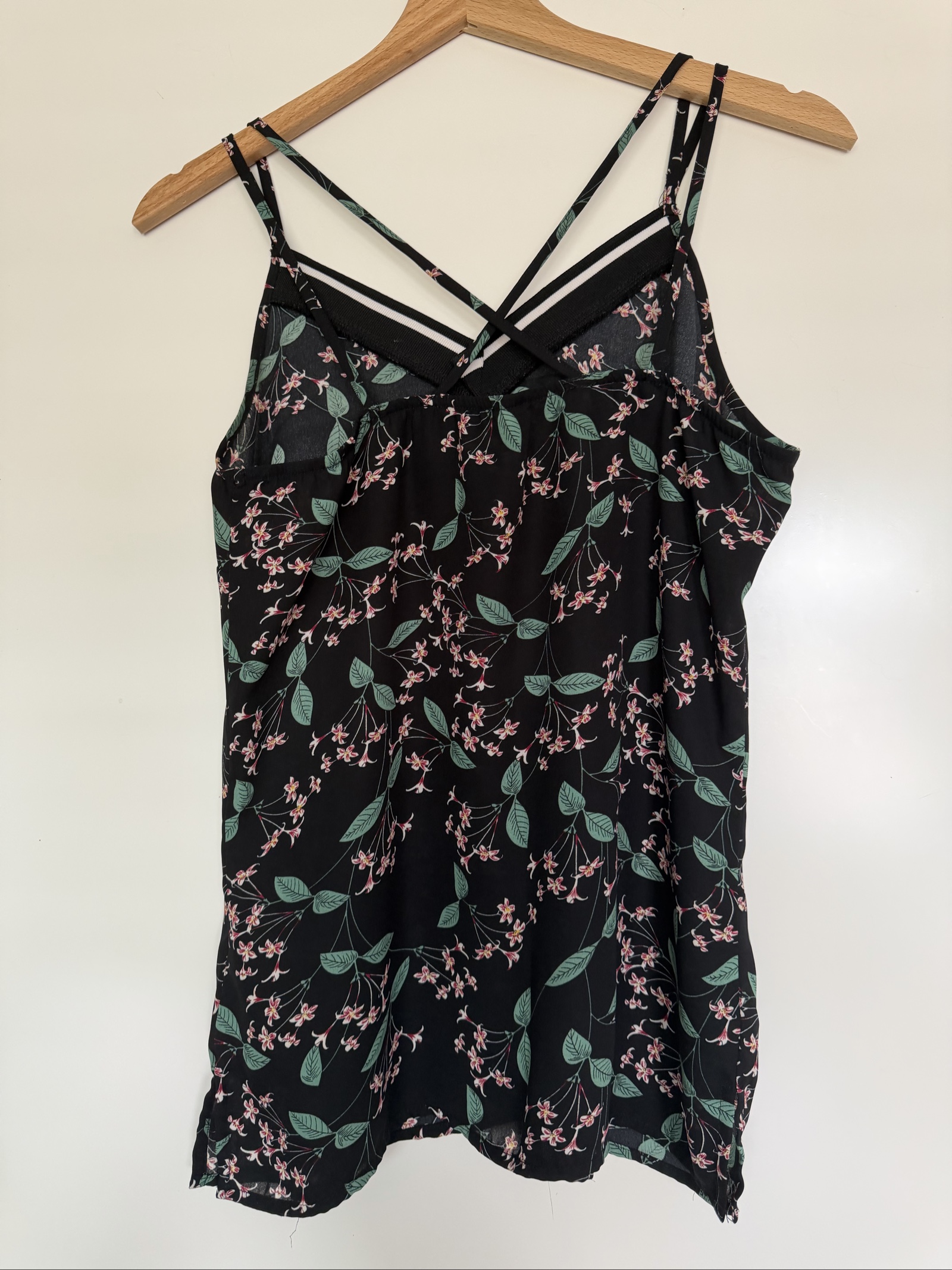 Eksept Black Floral Print Strappy Cami Top Small image 3