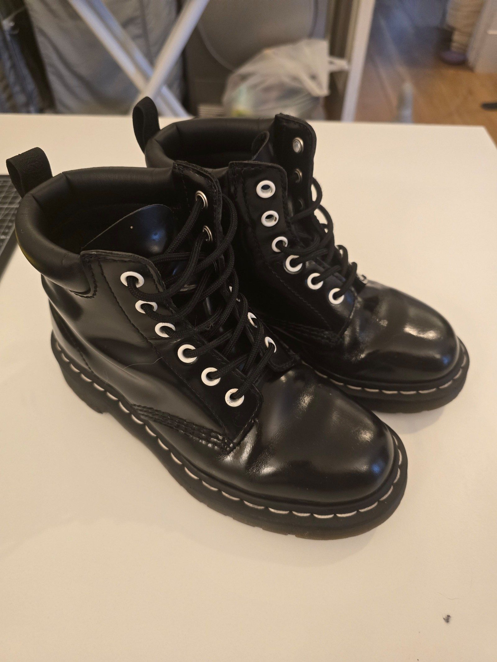 Dr Martens Black Leather Lace-Up Boots UK 3