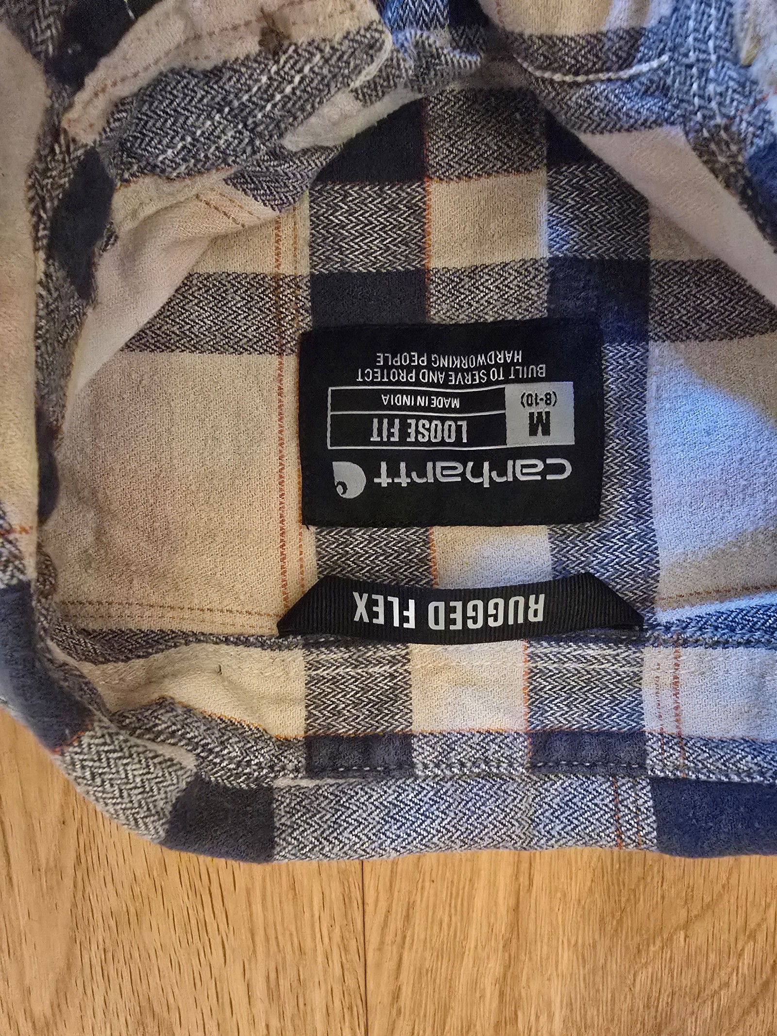 Carhartt Navy & White Checkered Rugged Flex Shirt Jacket Medium image 3