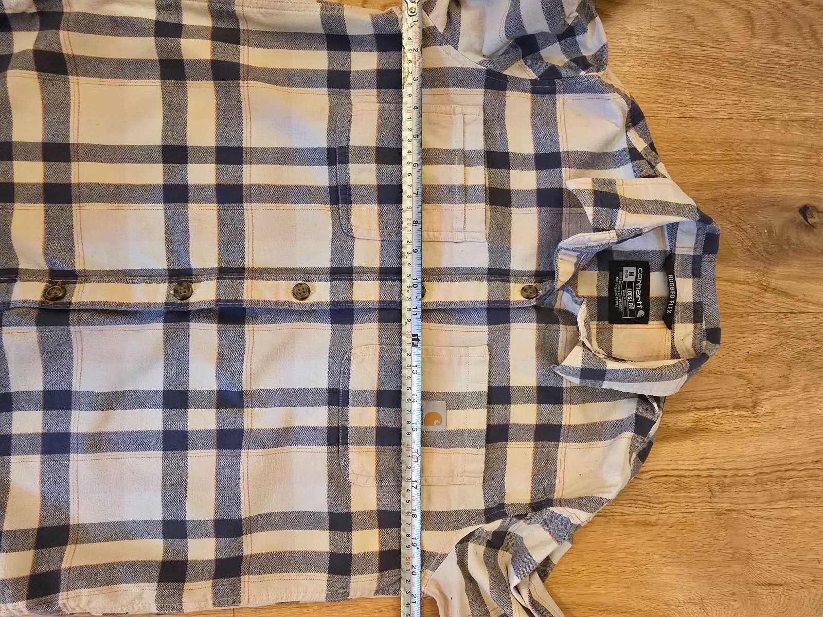 Carhartt Navy & White Checkered Rugged Flex Shirt Jacket Medium image 4