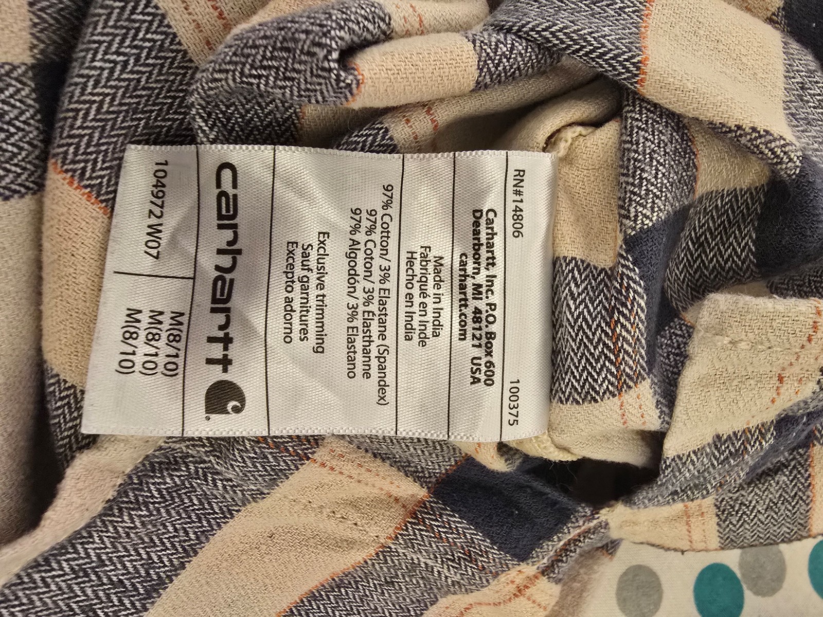 Carhartt Navy & White Checkered Rugged Flex Shirt Jacket Medium image 5