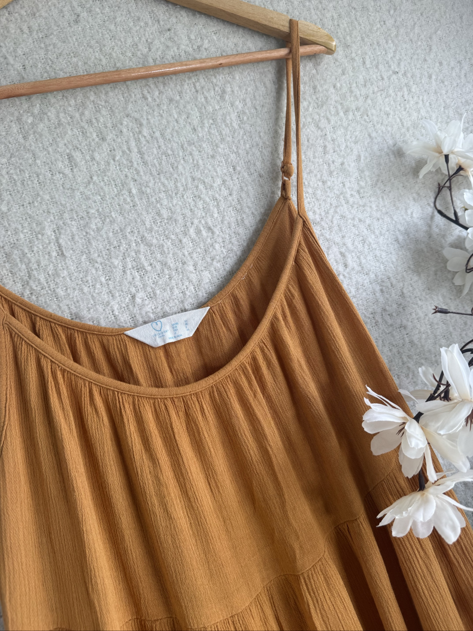 Primark Brown Cotton Maxi Dress UK 12 Spaghetti Strap Summer Chic image 3