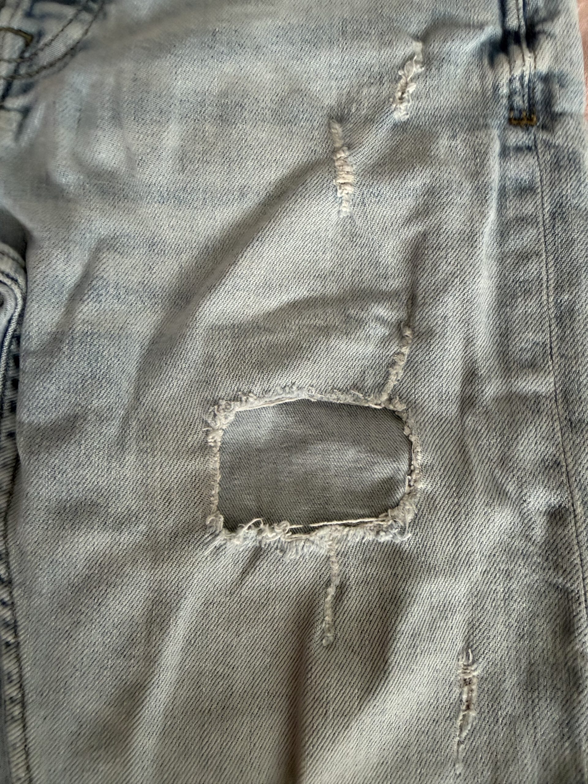 Zara Light Blue Distressed Jeans EUR 40 with Rips image 2