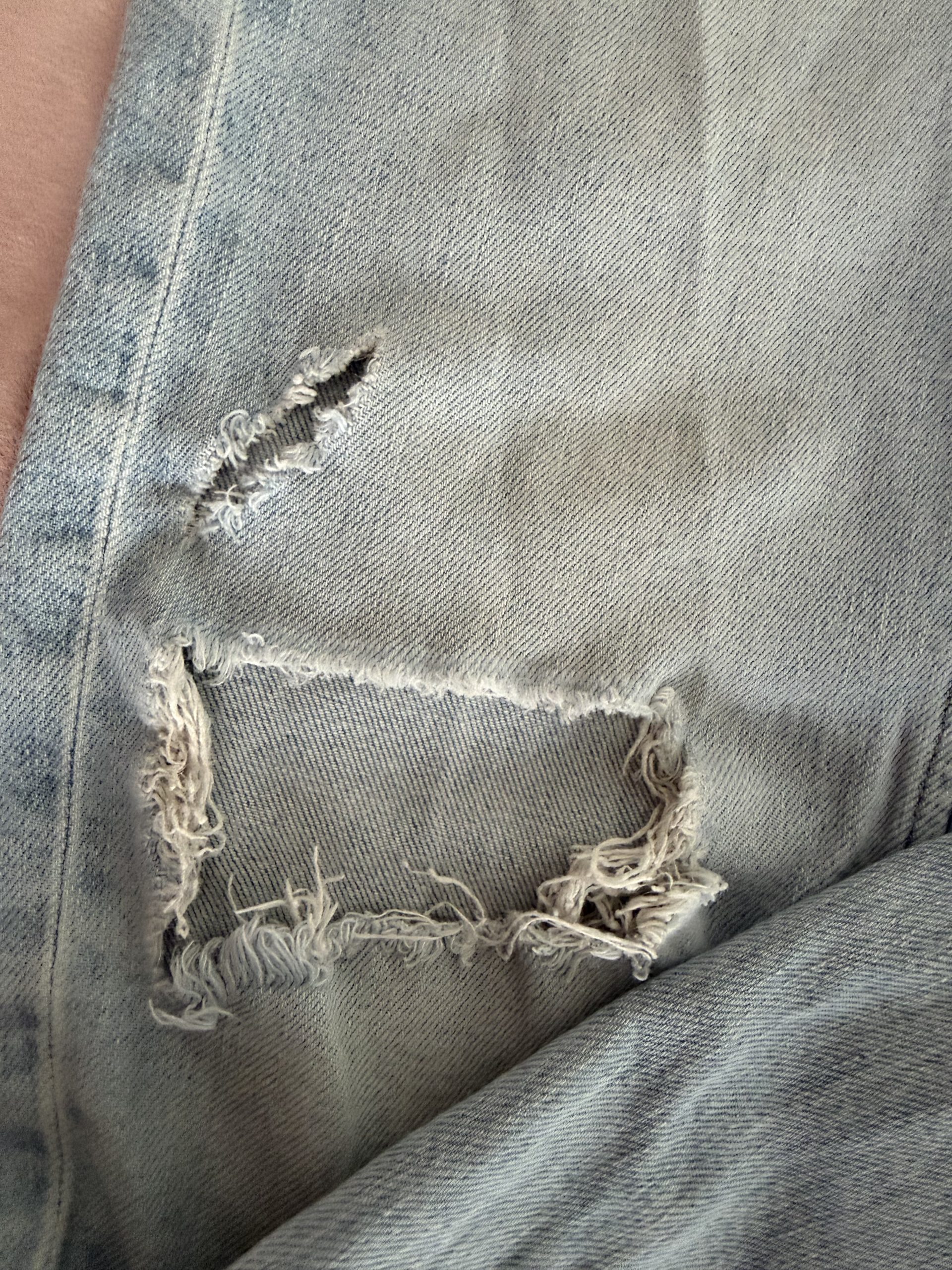 Zara Light Blue Distressed Jeans EUR 40 with Rips image 3