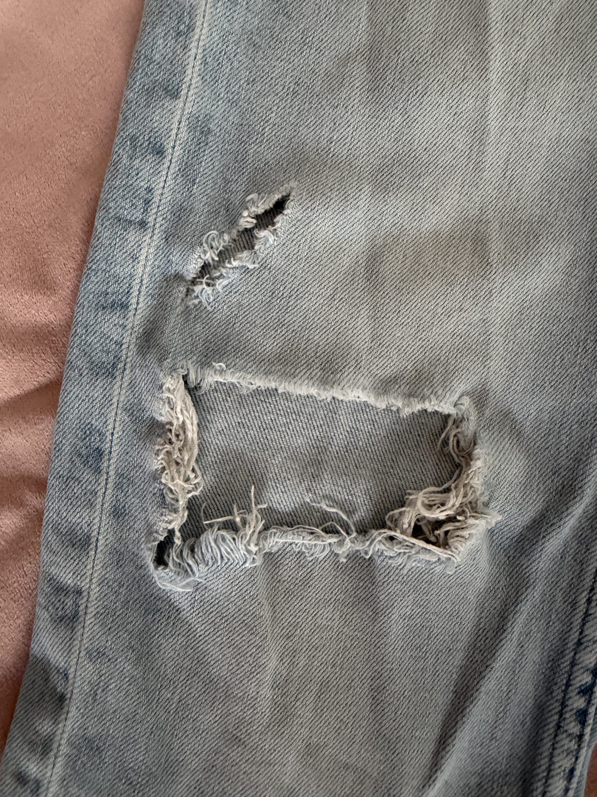 Zara Light Blue Distressed Jeans EUR 40 with Rips image 4