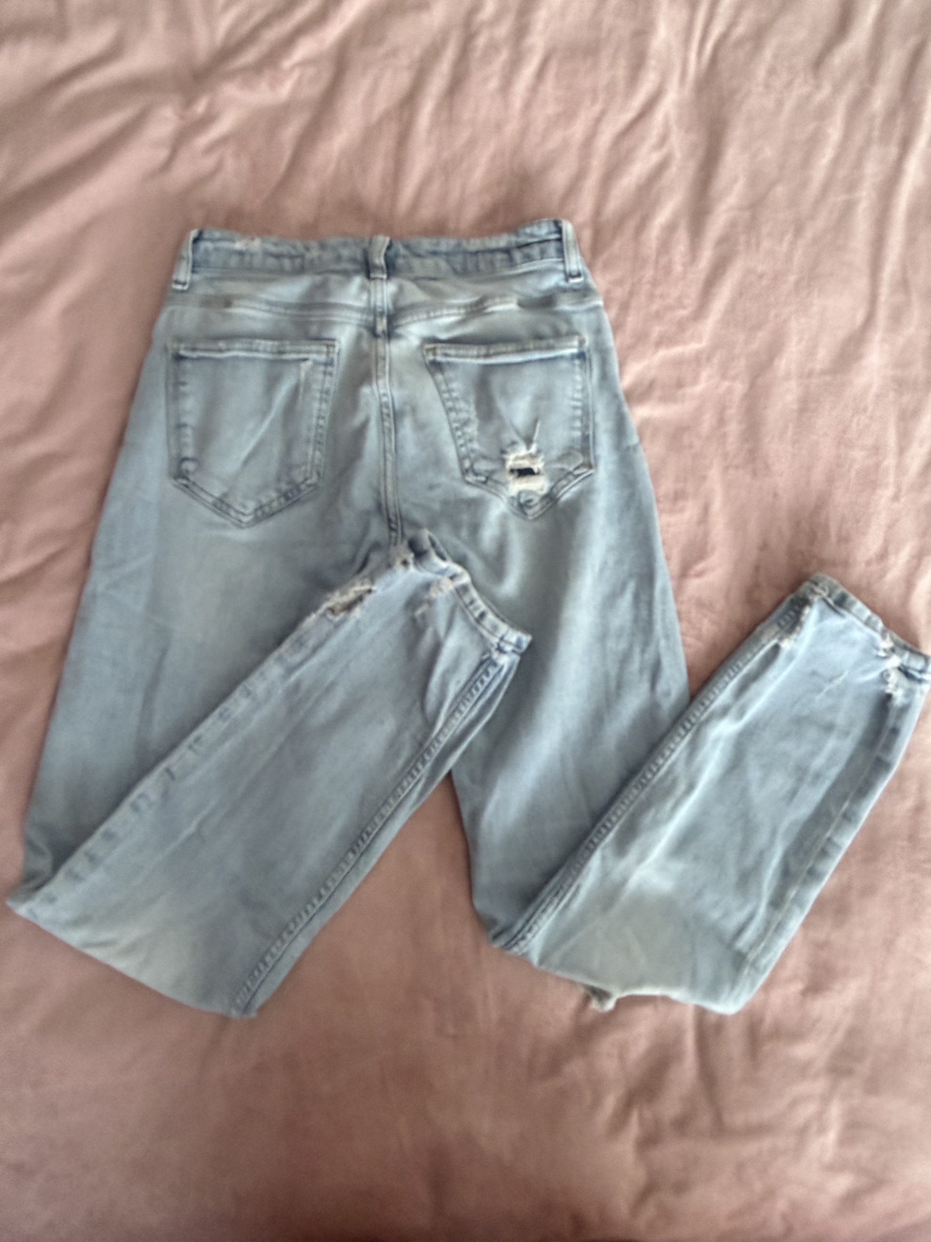 Zara Light Blue Distressed Jeans EUR 40 with Rips image 7