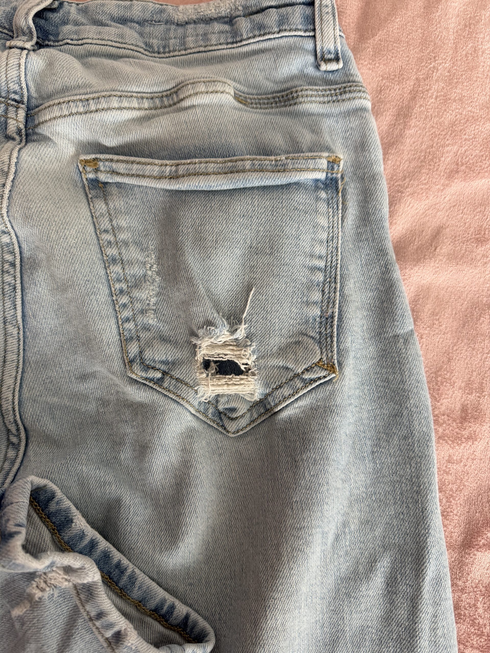 Zara Light Blue Distressed Jeans EUR 40 with Rips image 8