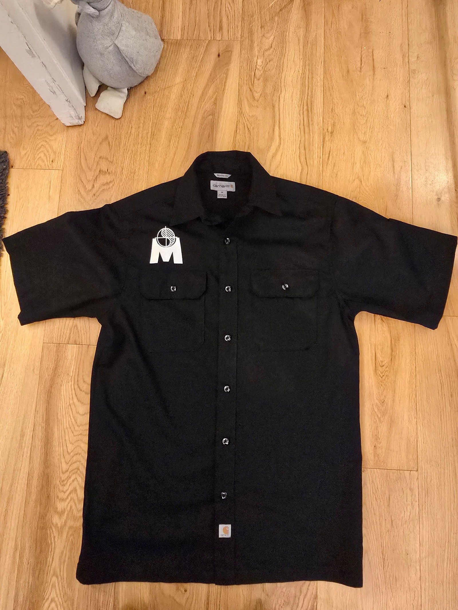 Carhartt Black Relaxed Fit Work Shirt Medium Logo